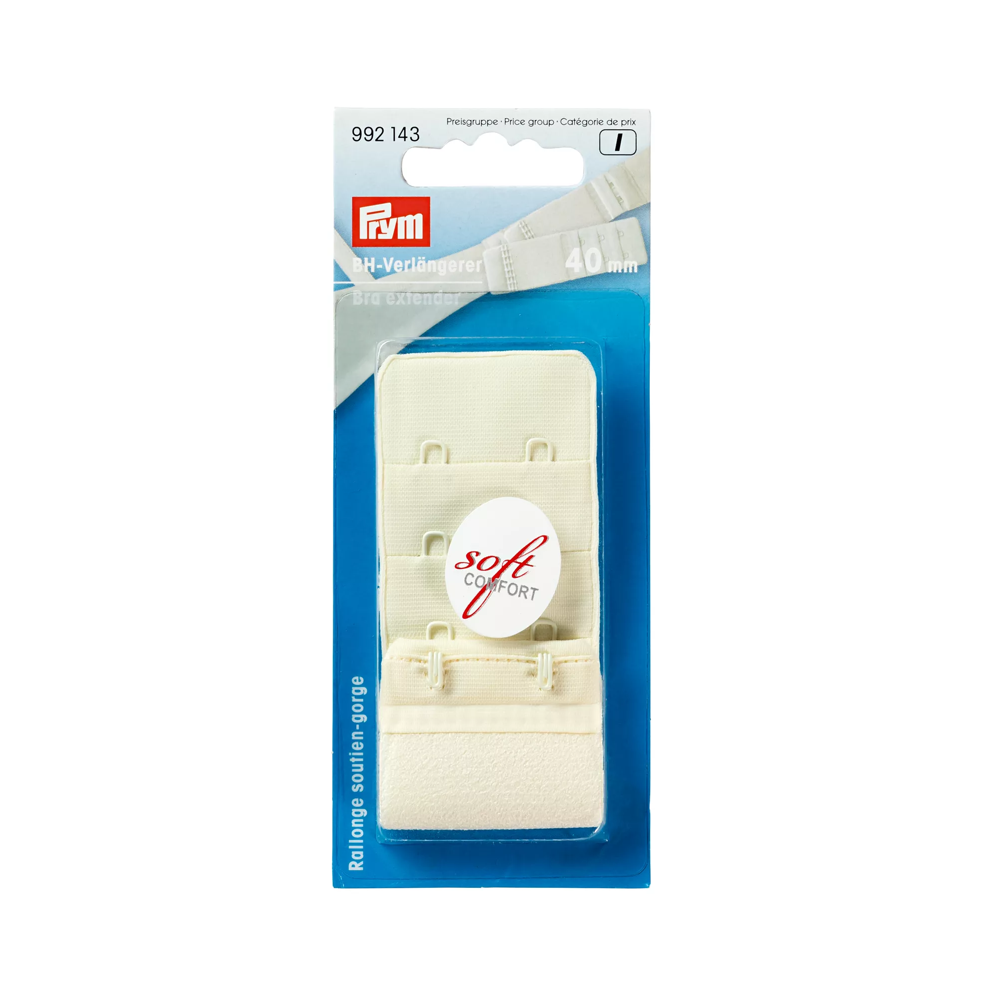 Bra extender, 3x2 hook, 40mm, champagne