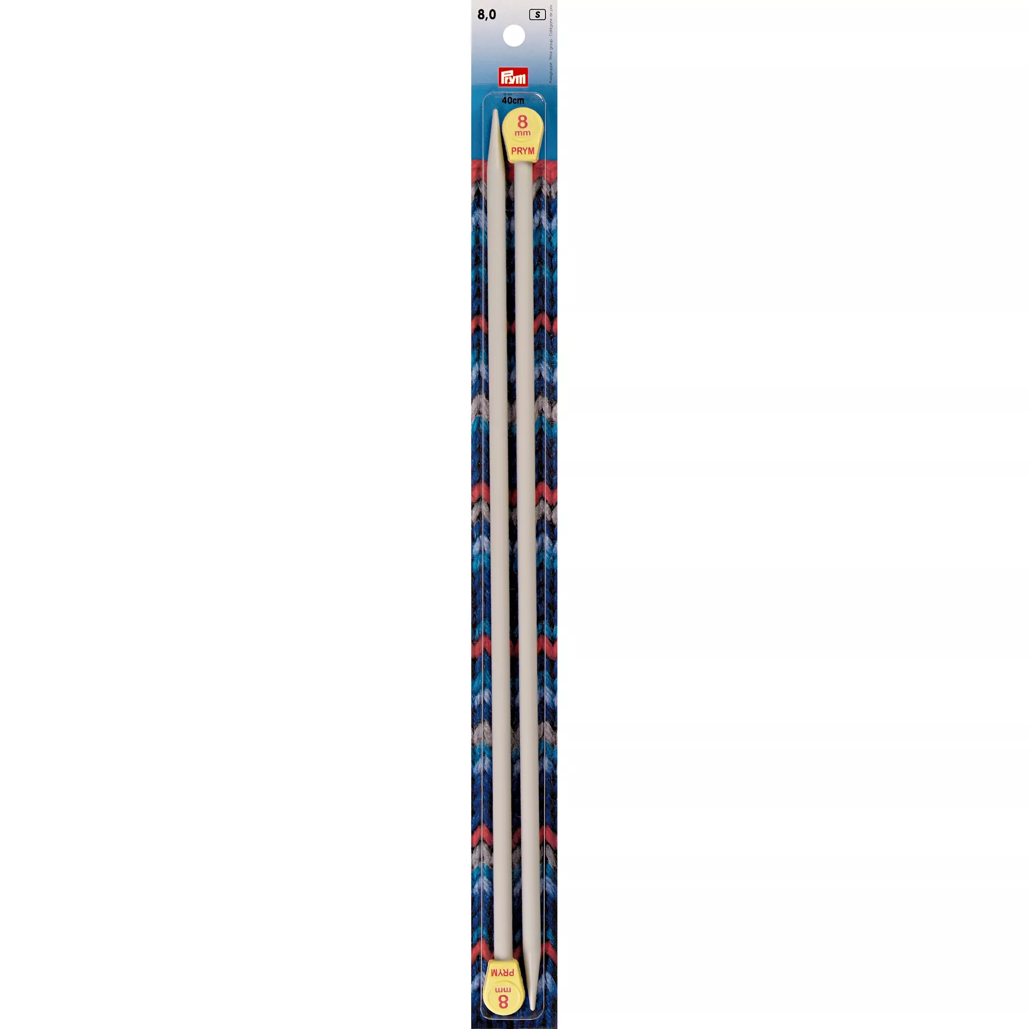 Single-pointed knitting needles, plastic, 40cm, 8.00mm, grey