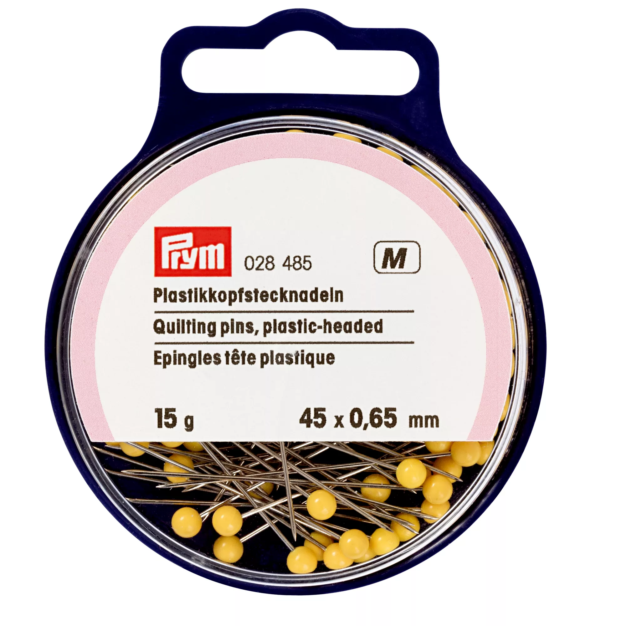 Plastikkopfstecknadeln, 0,65 x 45mm, gelb