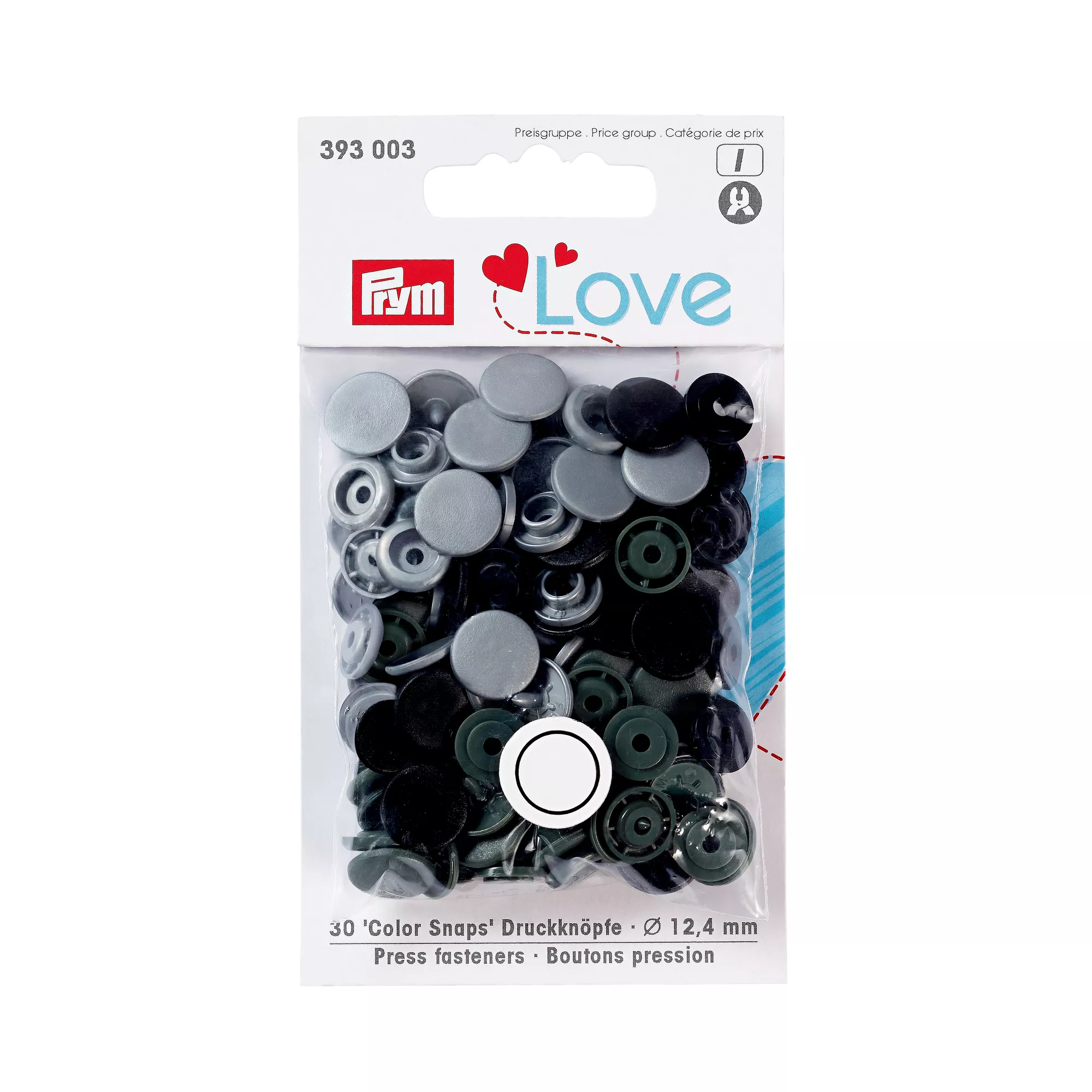 Color snap fastener, Prym Love, 12.44 mm, grey