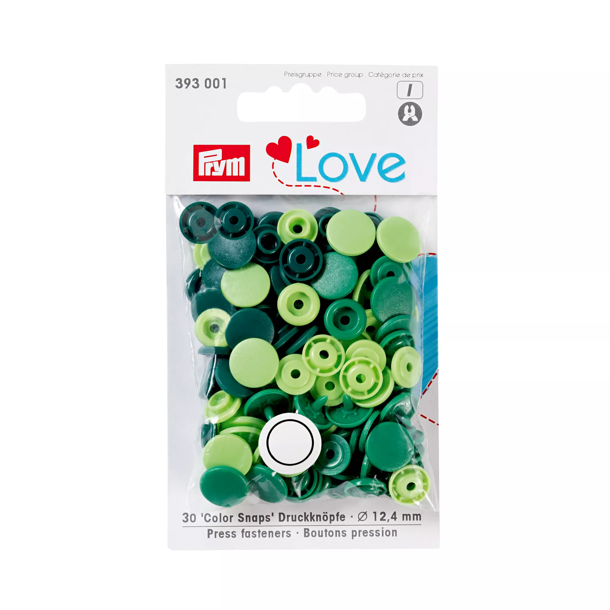 Color snap fastener, Prym Love, plastic, 12.44 mm, green