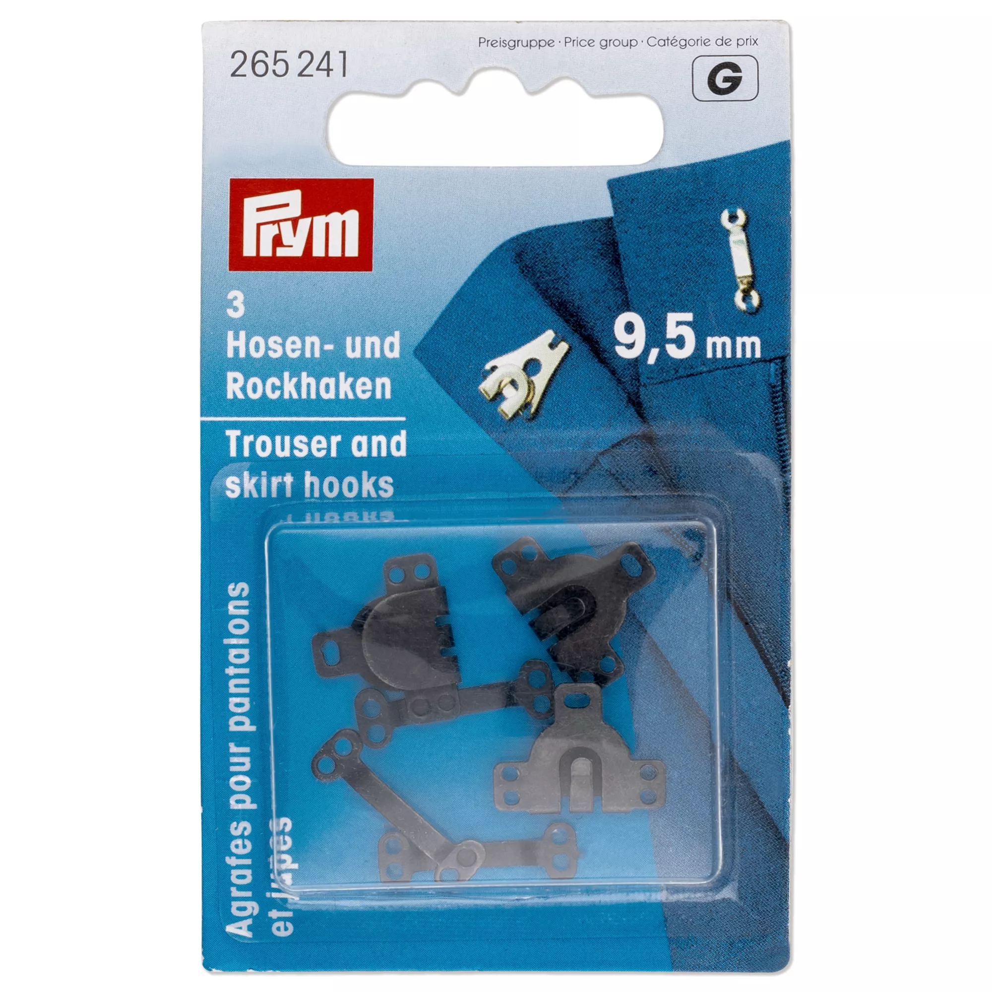 Hooks and bars for trousers and skirts, 9.5mm, black