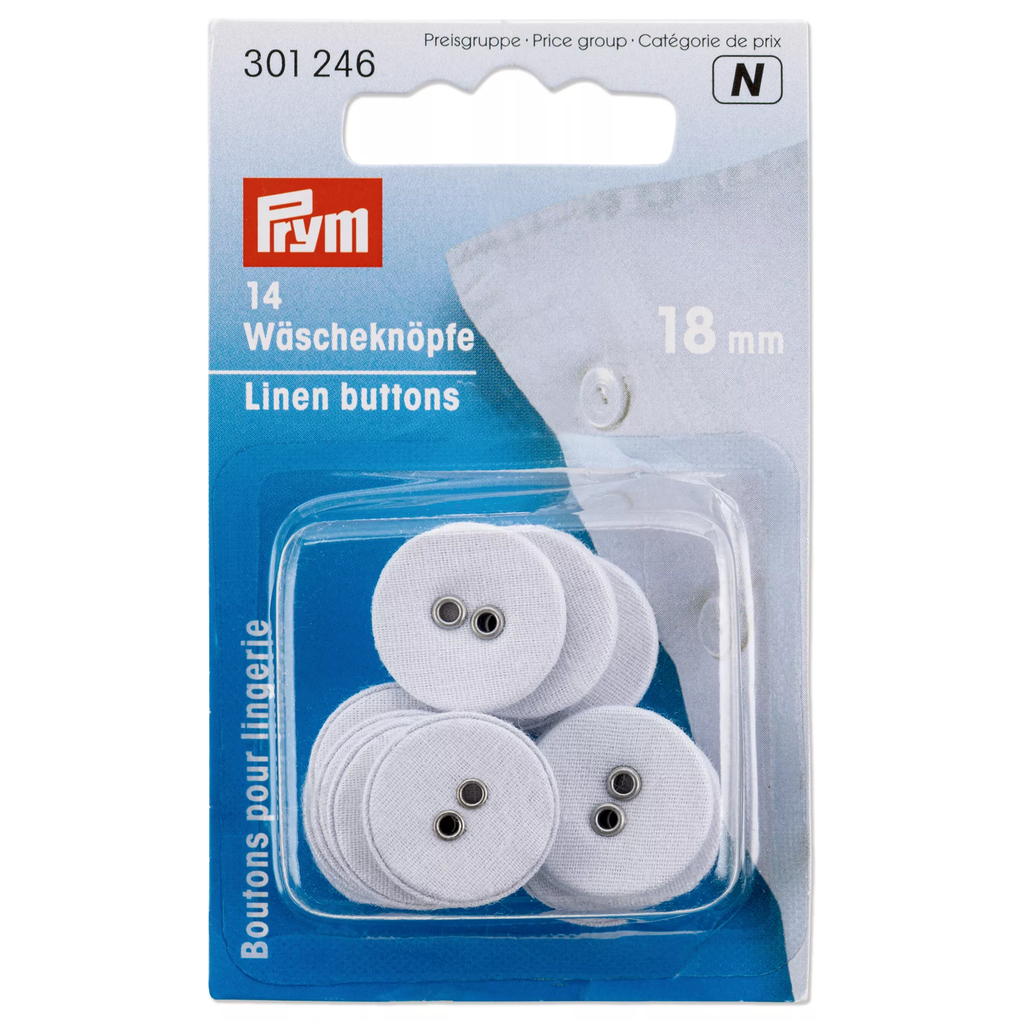 Linen buttons, 18mm, white