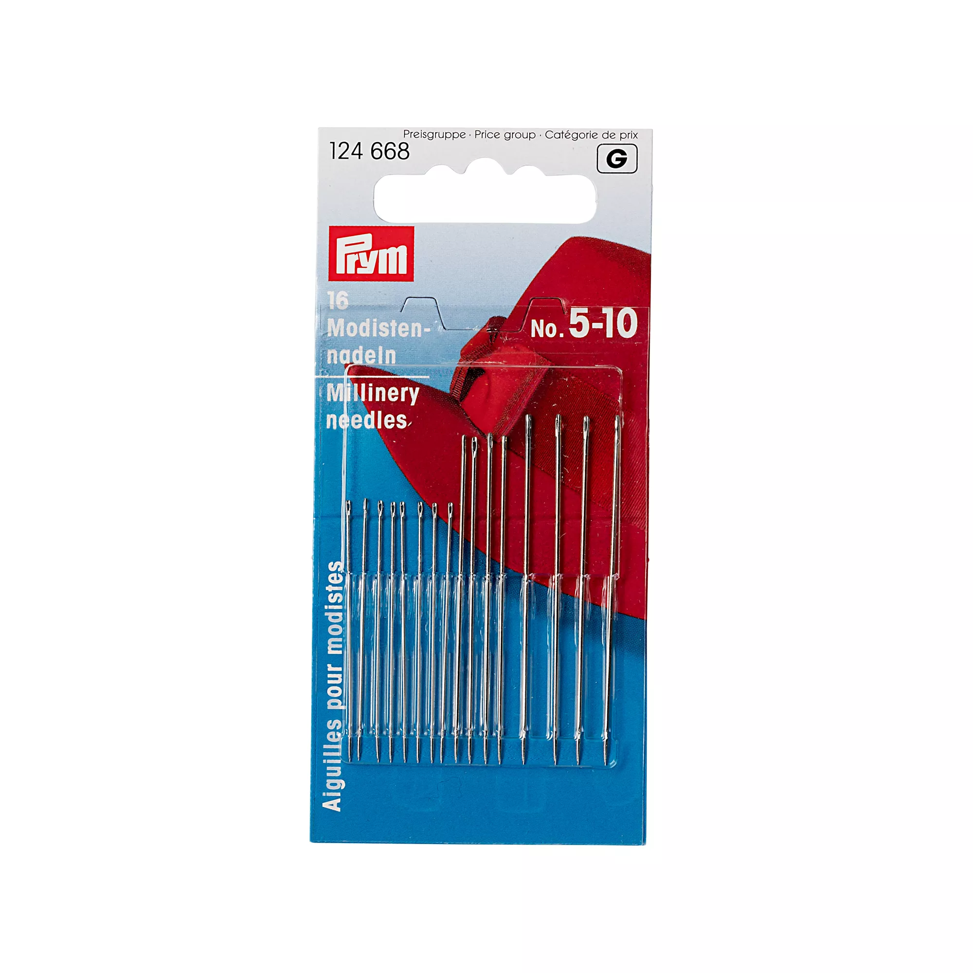 Millinery needles, No. 5-10, assorted
