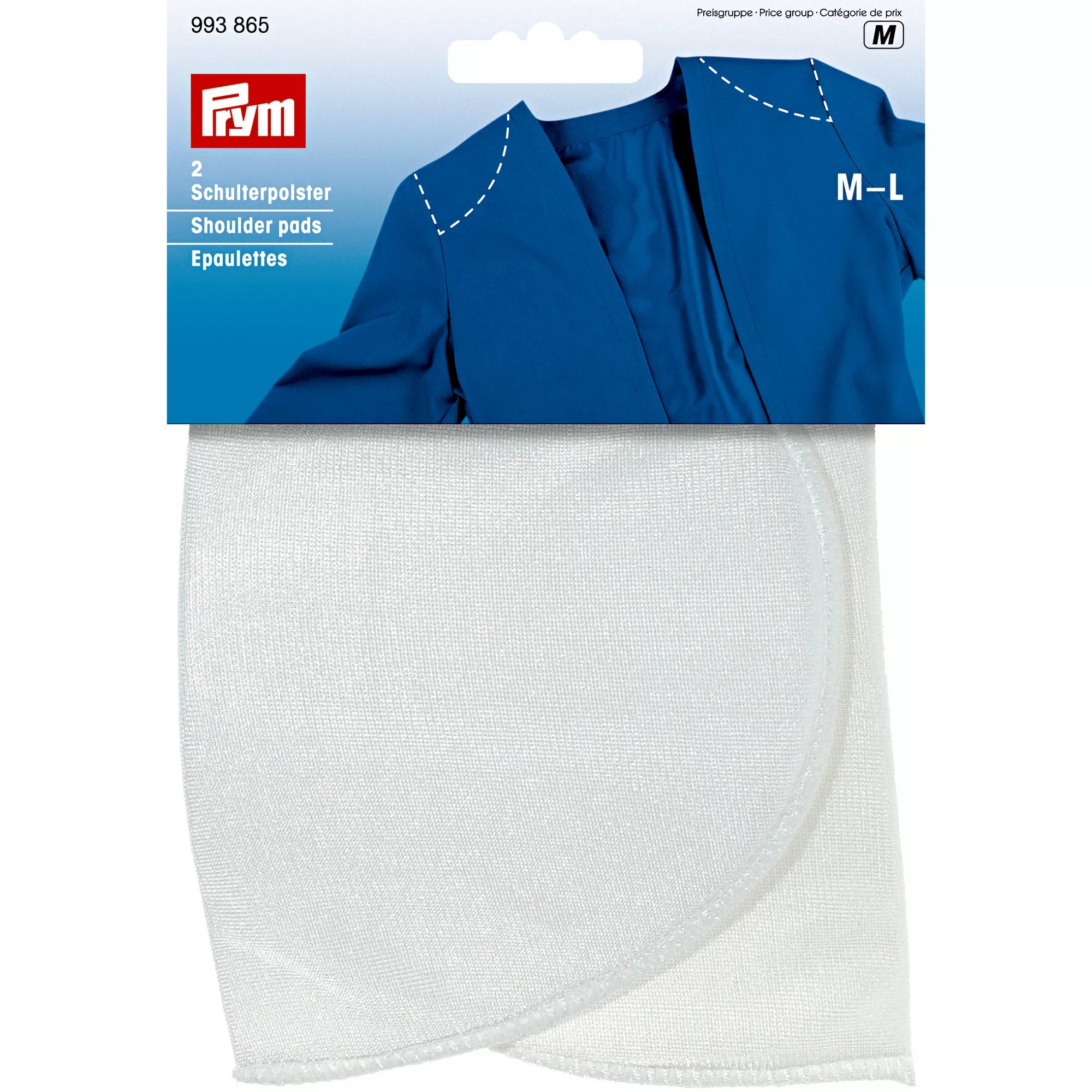 Shoulder pads, set-in M-L, white