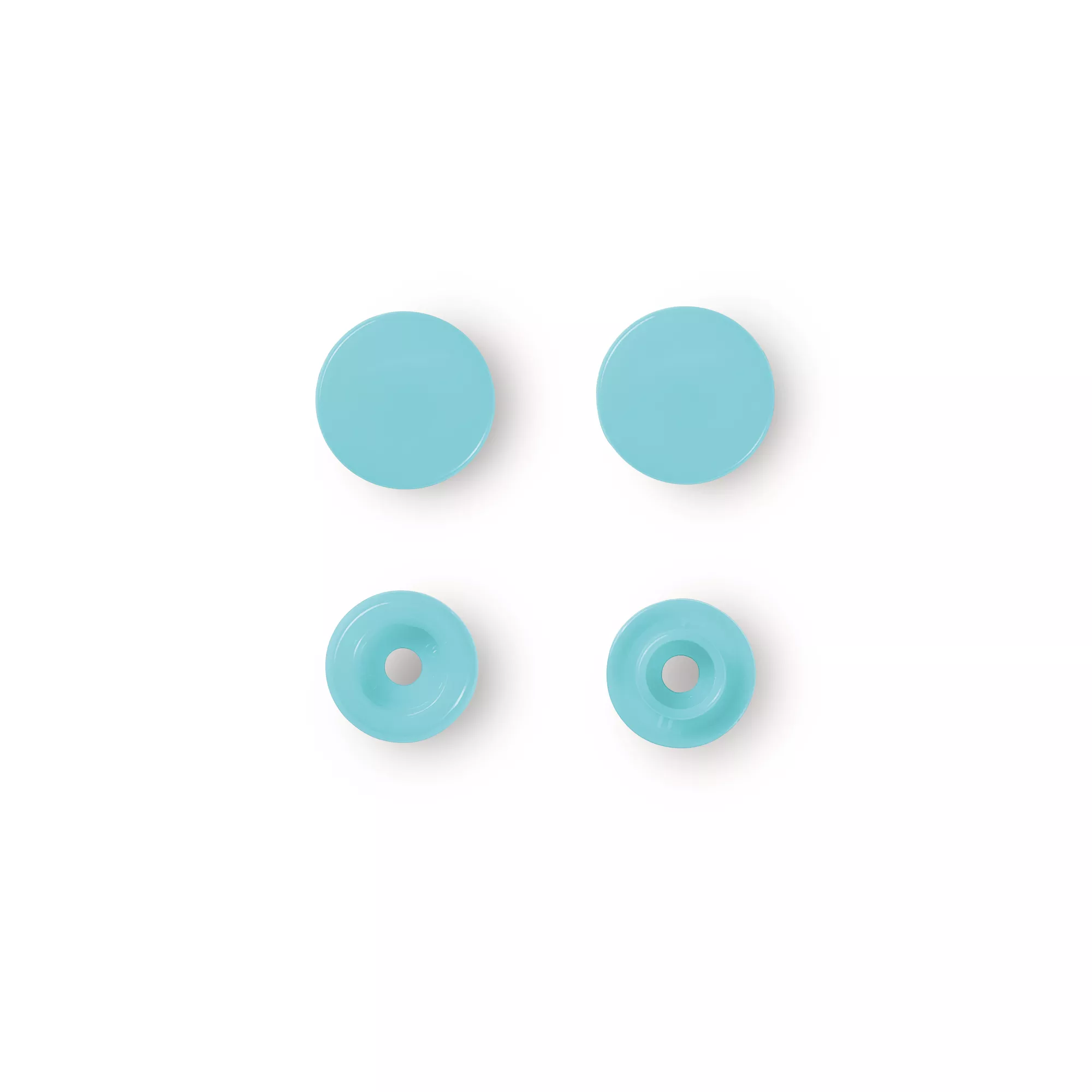 Non-sew press fasteners, Colour Snaps, round, 12.4mm, light turquoise