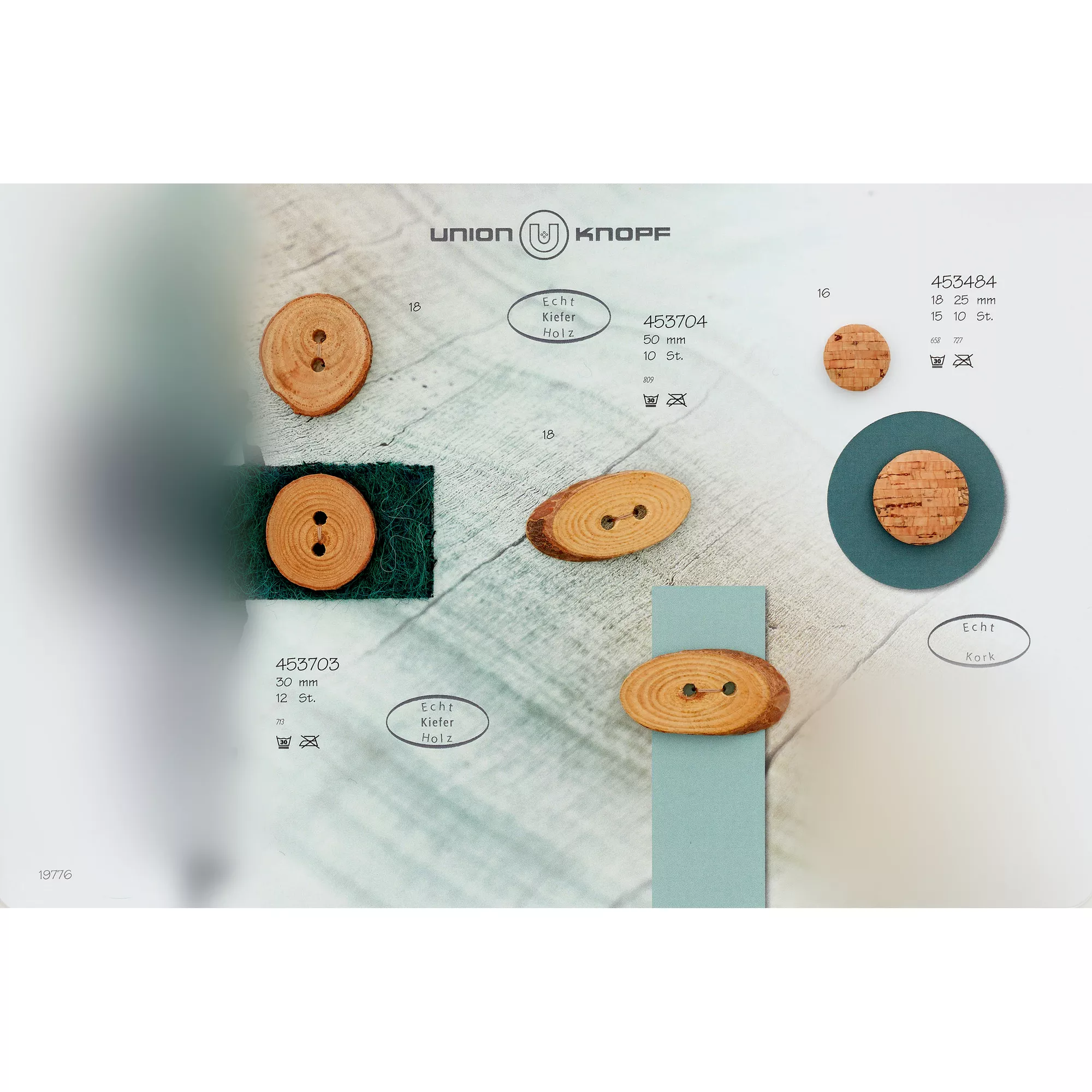 Bouton bois 2-trous 50mm marron