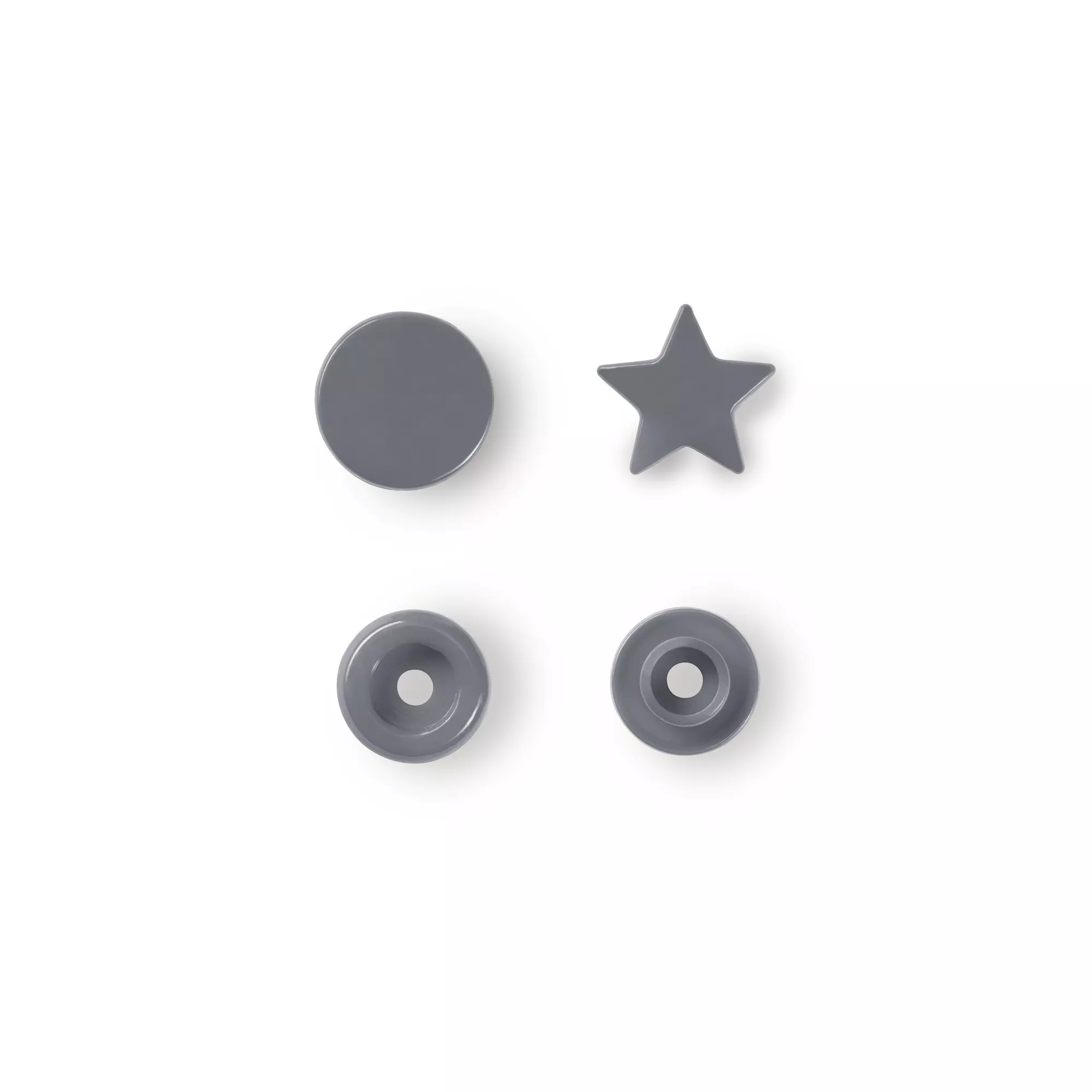 Non-sew press fasteners, Colour Snaps, Star, silver grey