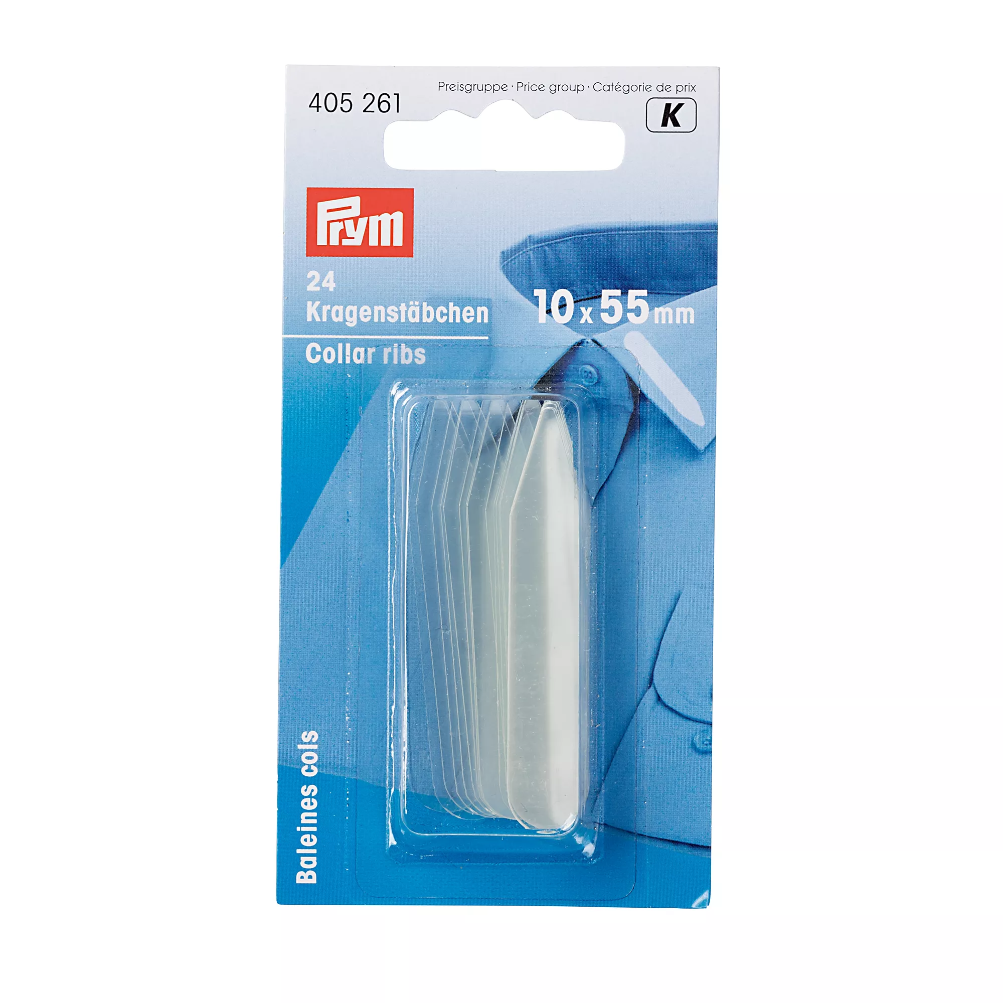 Collar ribs/stiffeners, 10 x 55mm, transparent