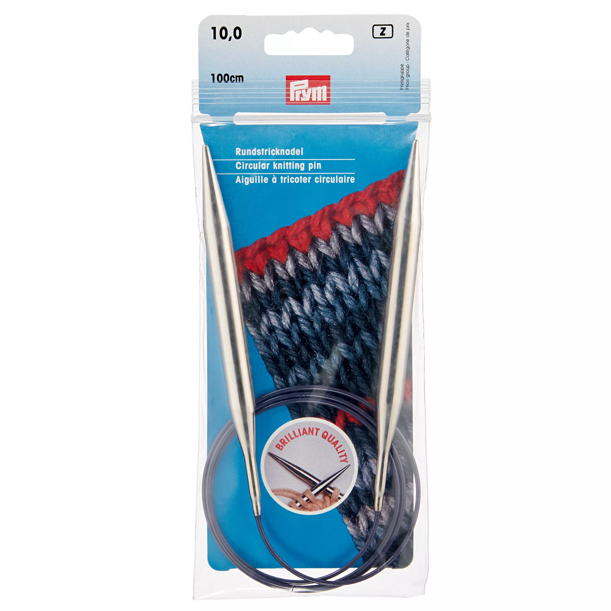 Circular knitting needles, 100cm, 10.00mm, silver-coloured