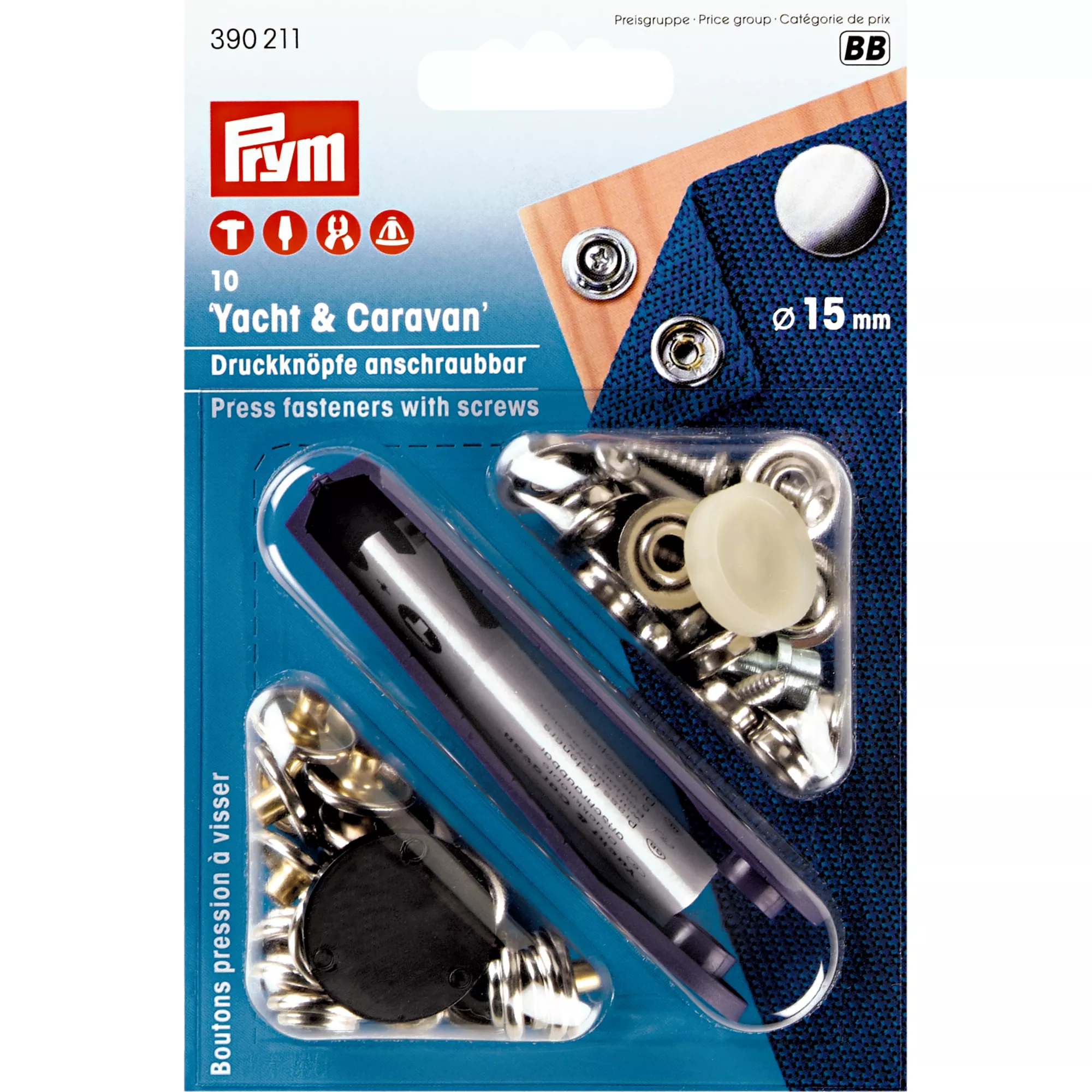 Non-sew press fasteners Yacht & Caravan, screw-on