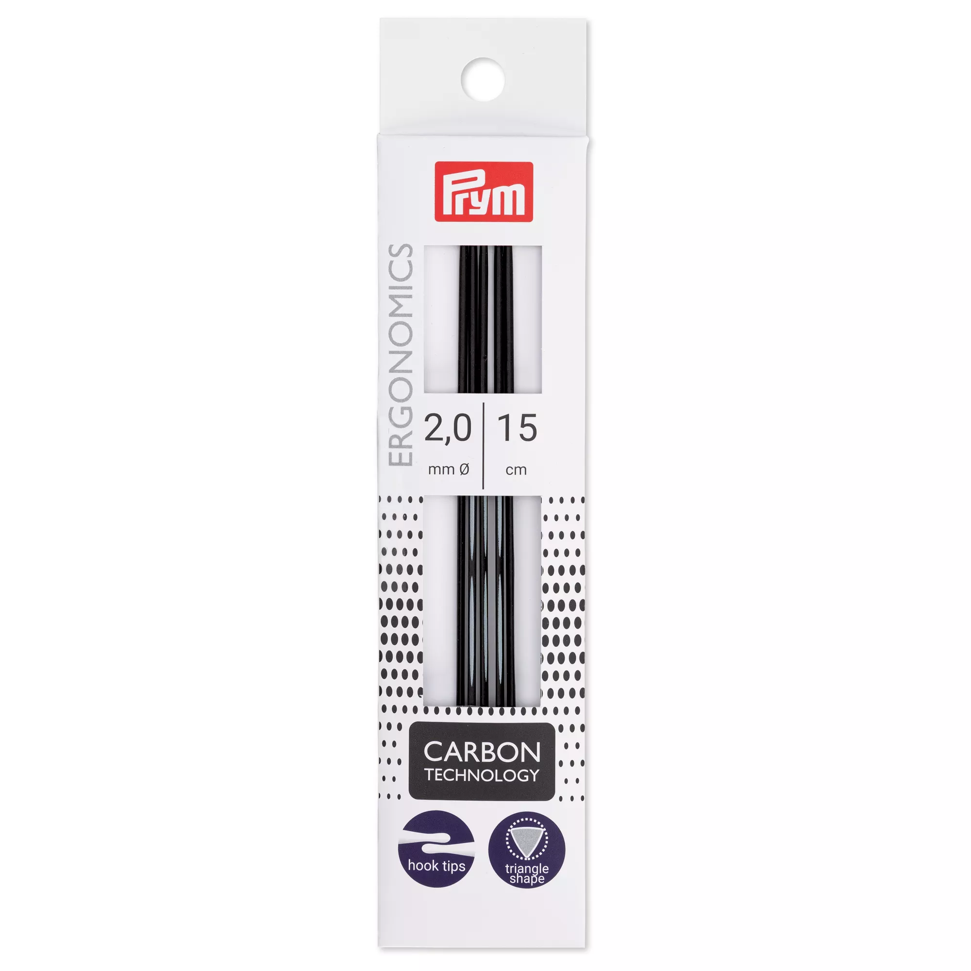 Double-pointed knitting needles prym.ergonomics, Carbon Technology, 15cm, 2.00mm