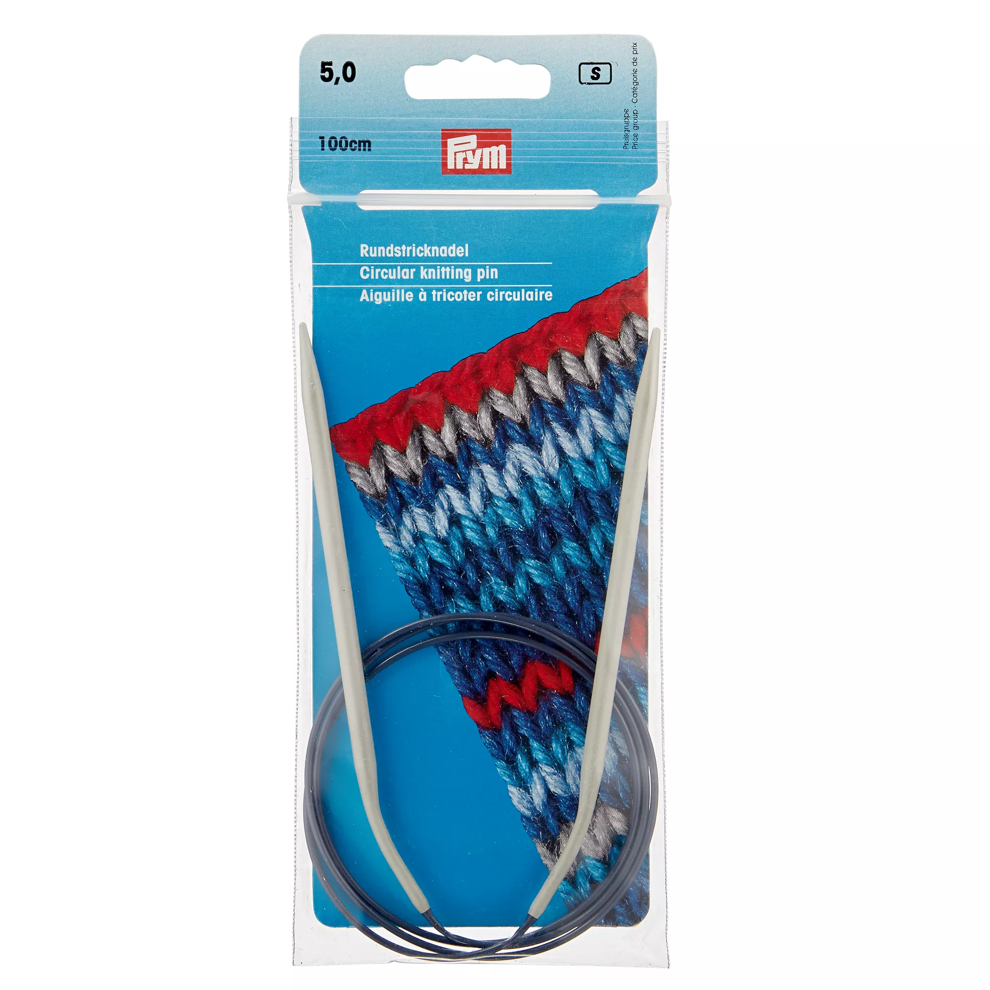 Circular knitting needles, aluminium, 100cm, 5.00mm, grey