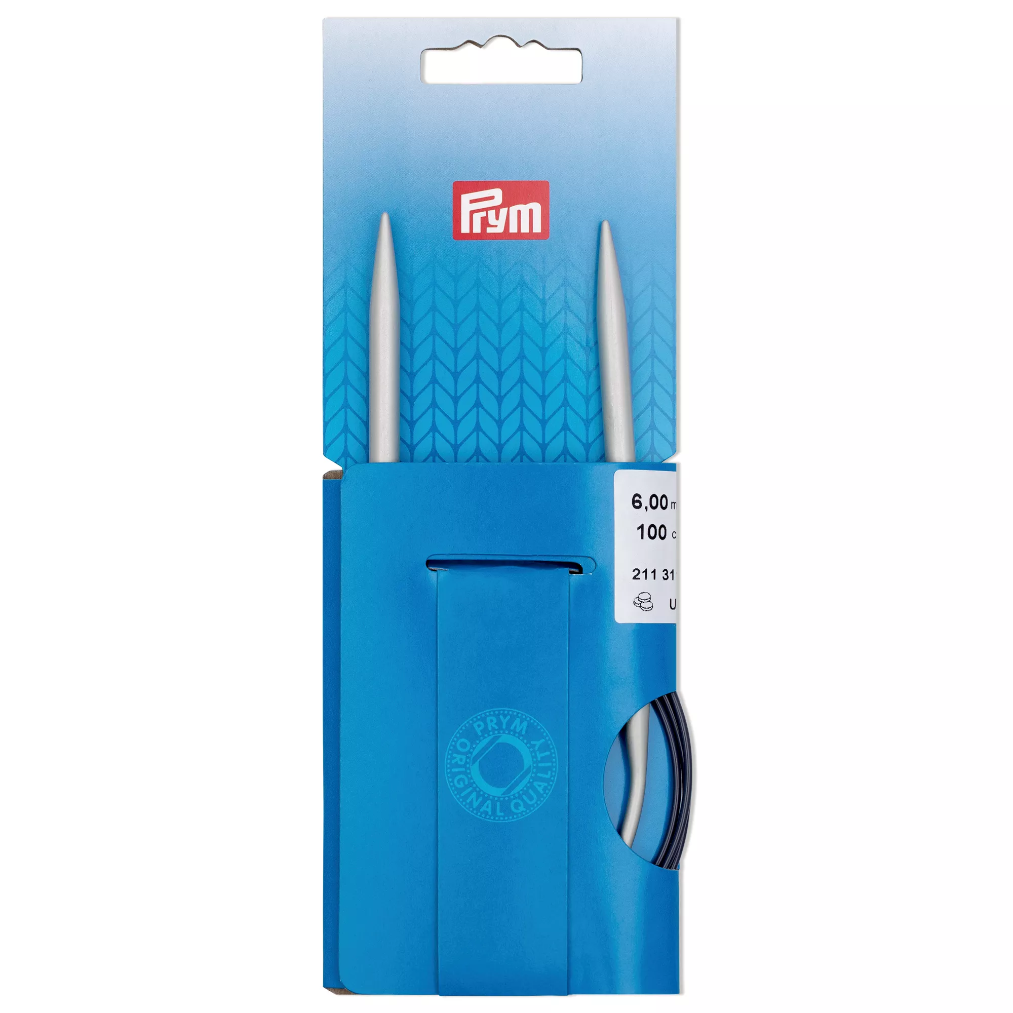Circular knitting needles, aluminium, 100cm, 6.00mm, grey