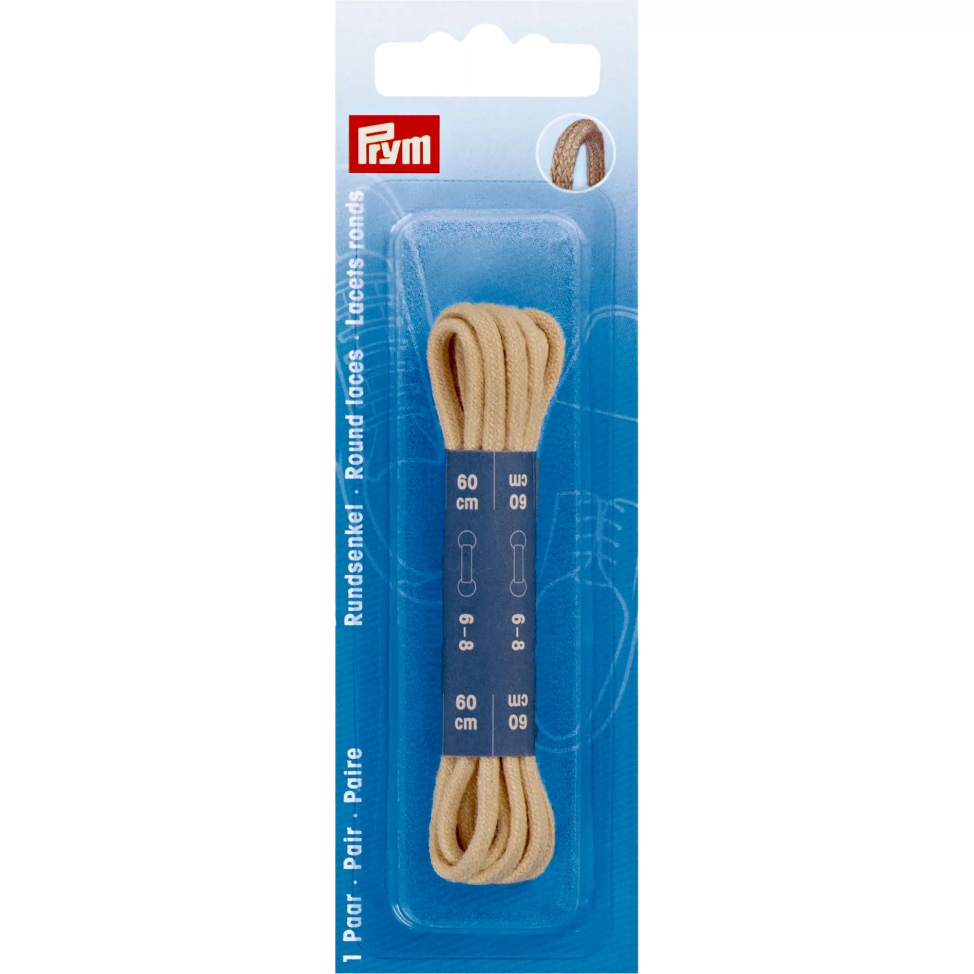 Round laces 3mm x 60cm, beige