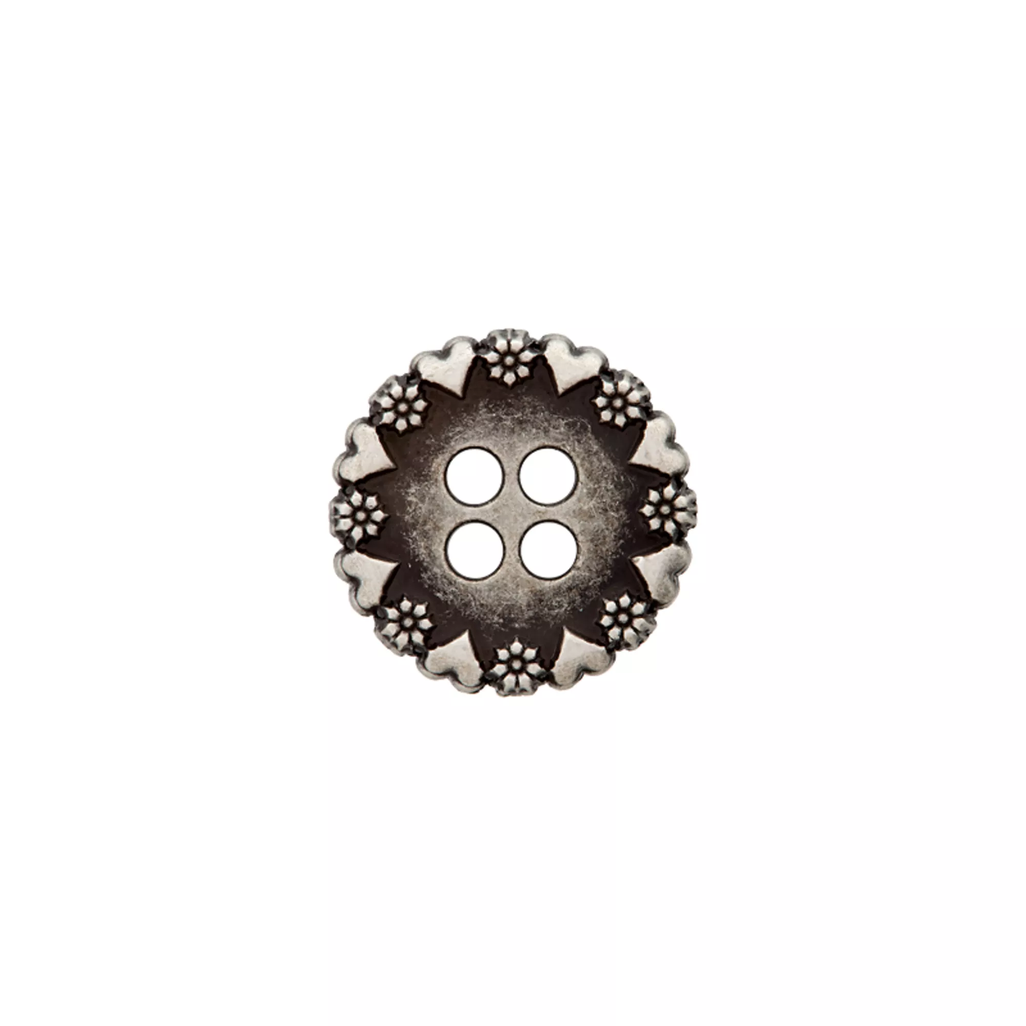 Metal button 4-holes, Hearts, Traditional dress