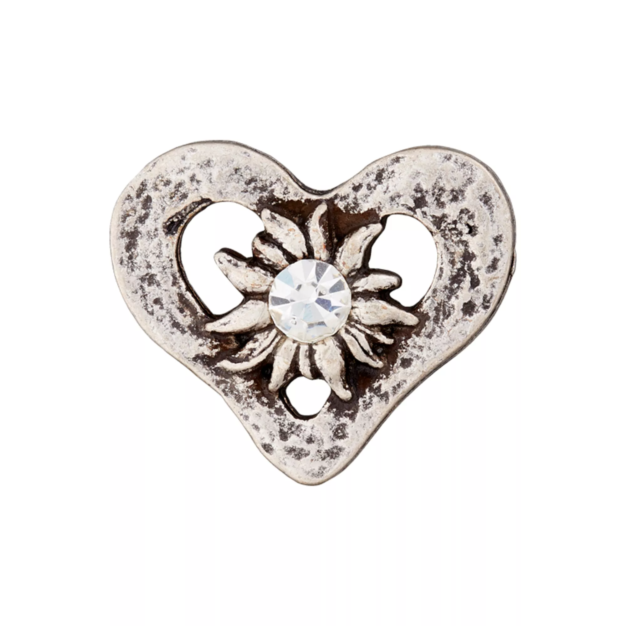 Bouton Coeur Métal/strass