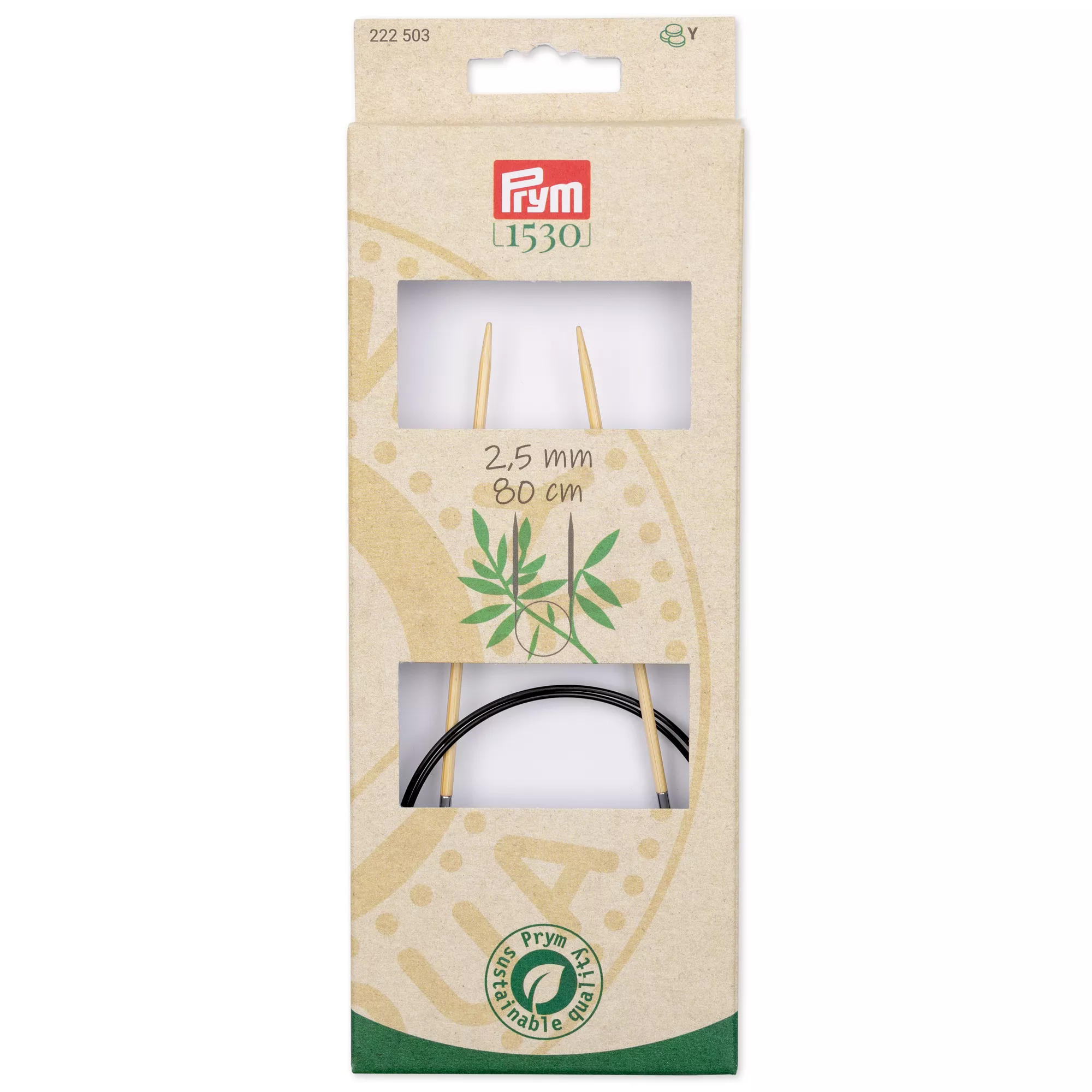 Circular knitting needle Prym 1530, bamboo, 80cm, 2.50mm