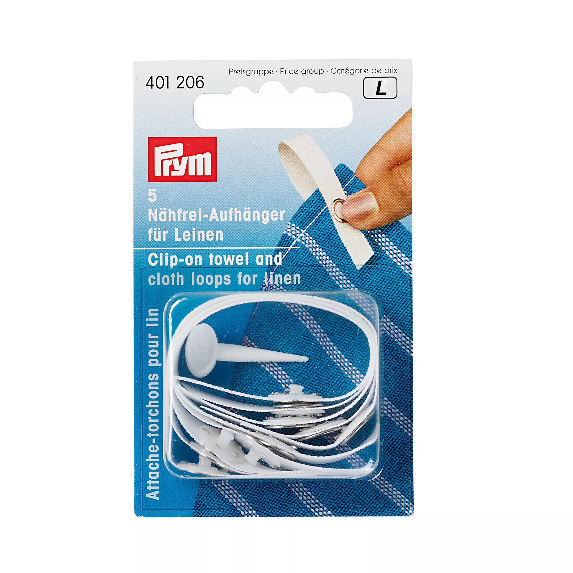 Clip on towel and cloth hooks, terry, white