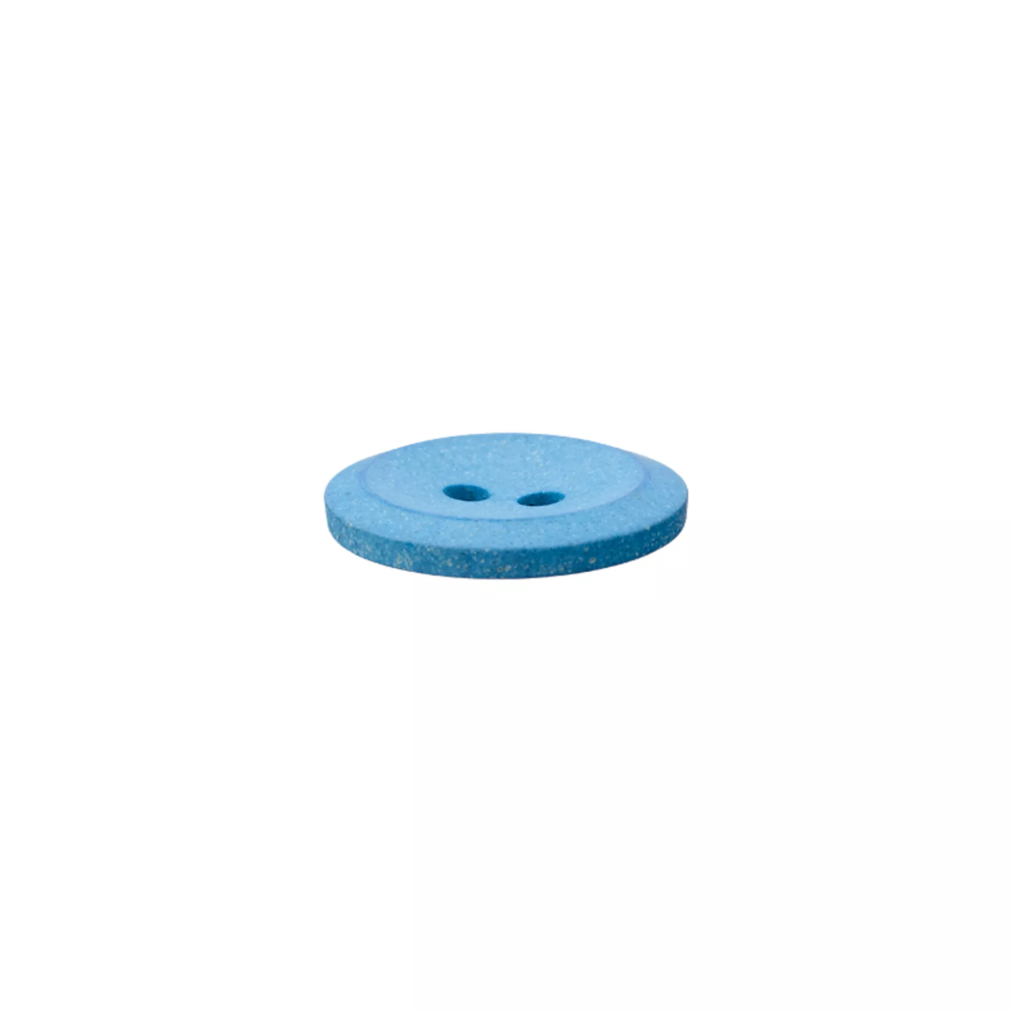 Botón cáñamo/poliéster 2 agujeros, reciclado, 18mm, azul claro