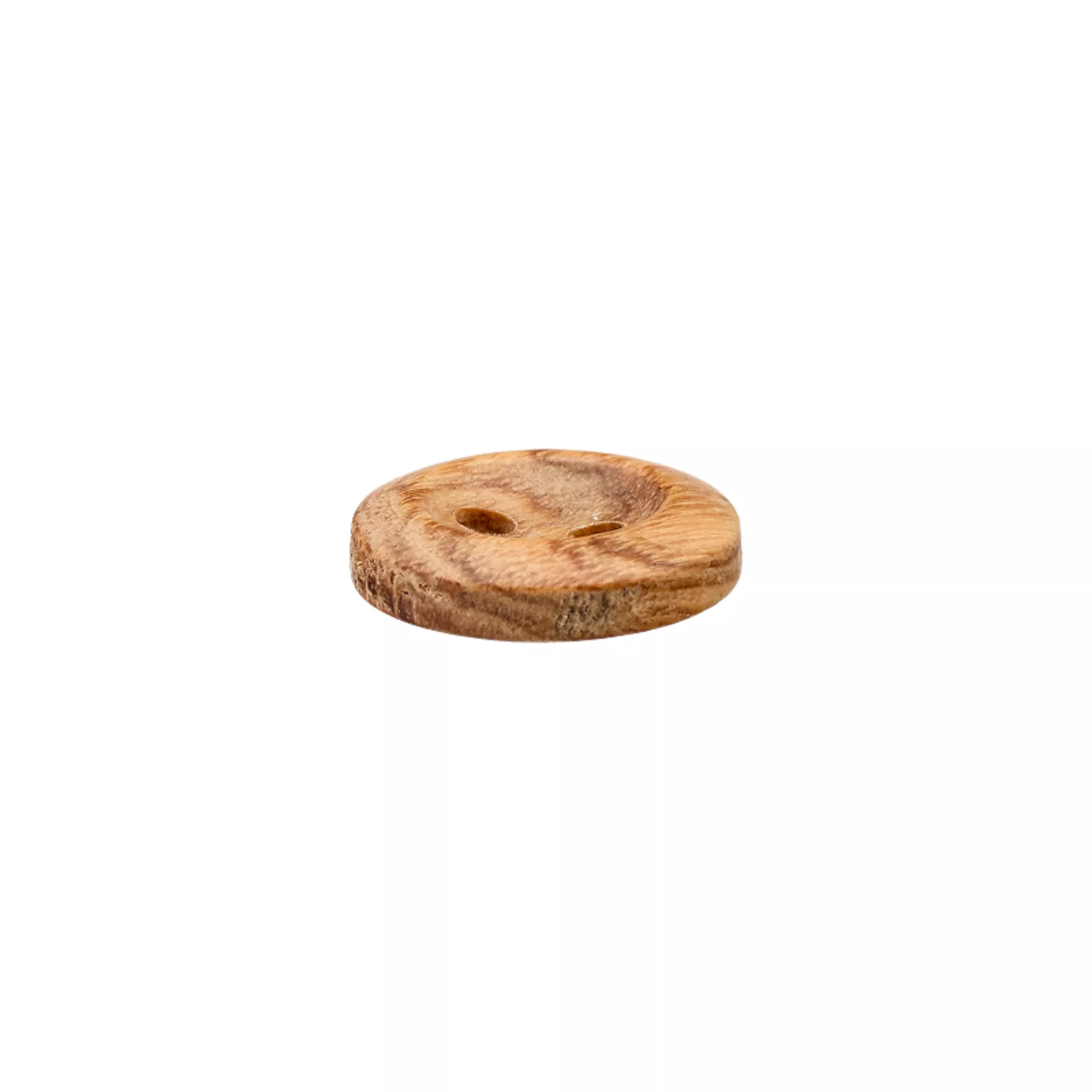 Bouton corne 2-trous, bord large, 9mm, beige