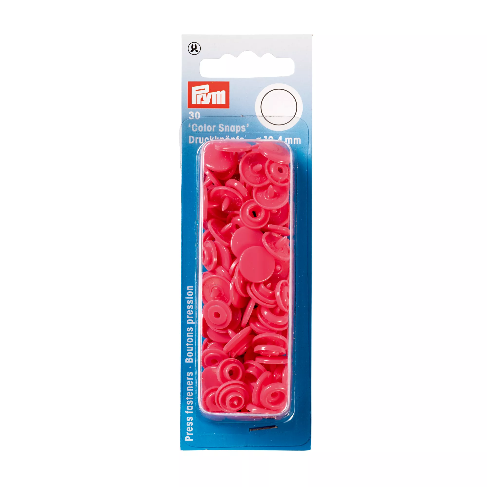 Non-sew press fasteners, Colour Snaps, round, 12.4mm, raspberry