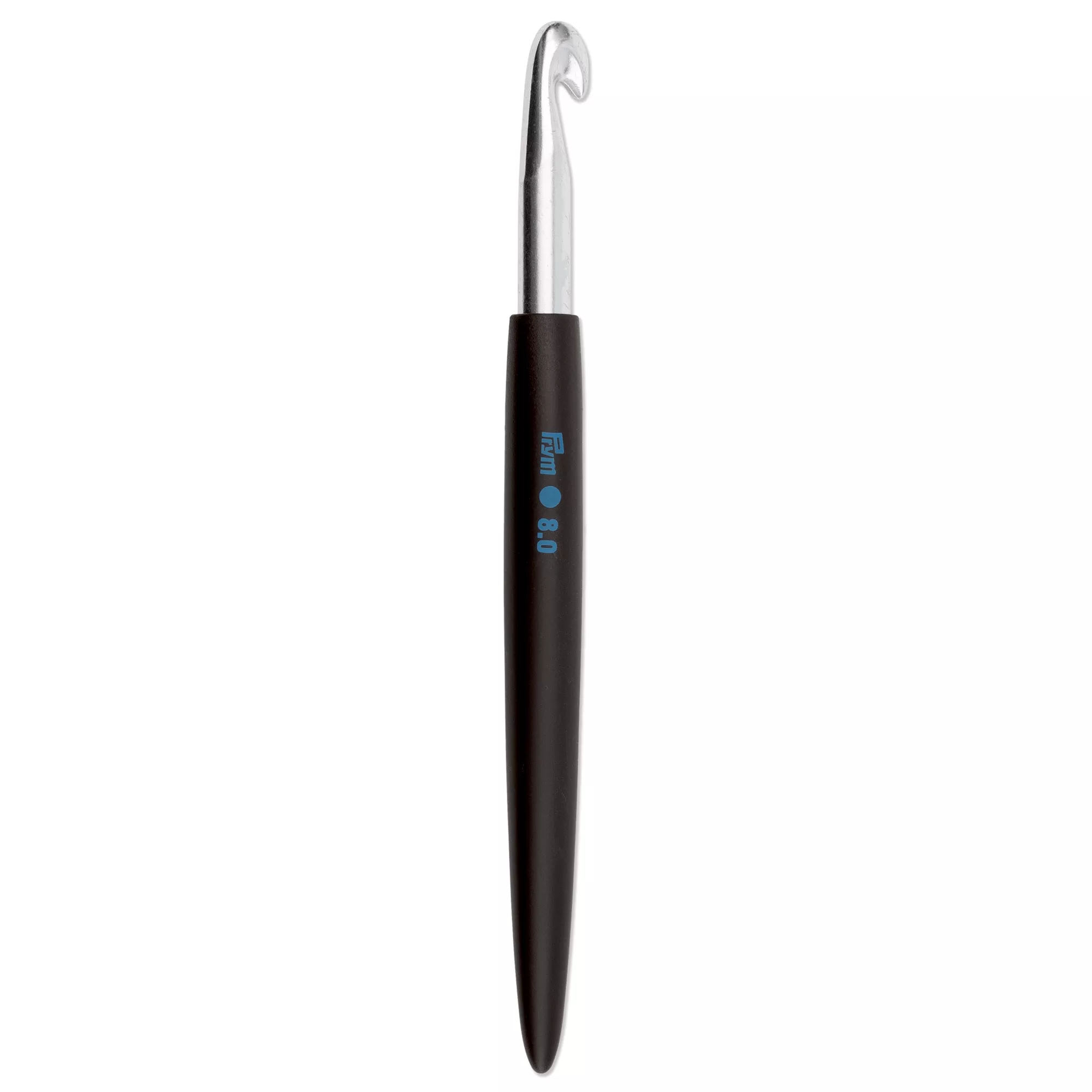 Soft-grip wool crochet hook, 16cm, 8.00mm, silver-coloured