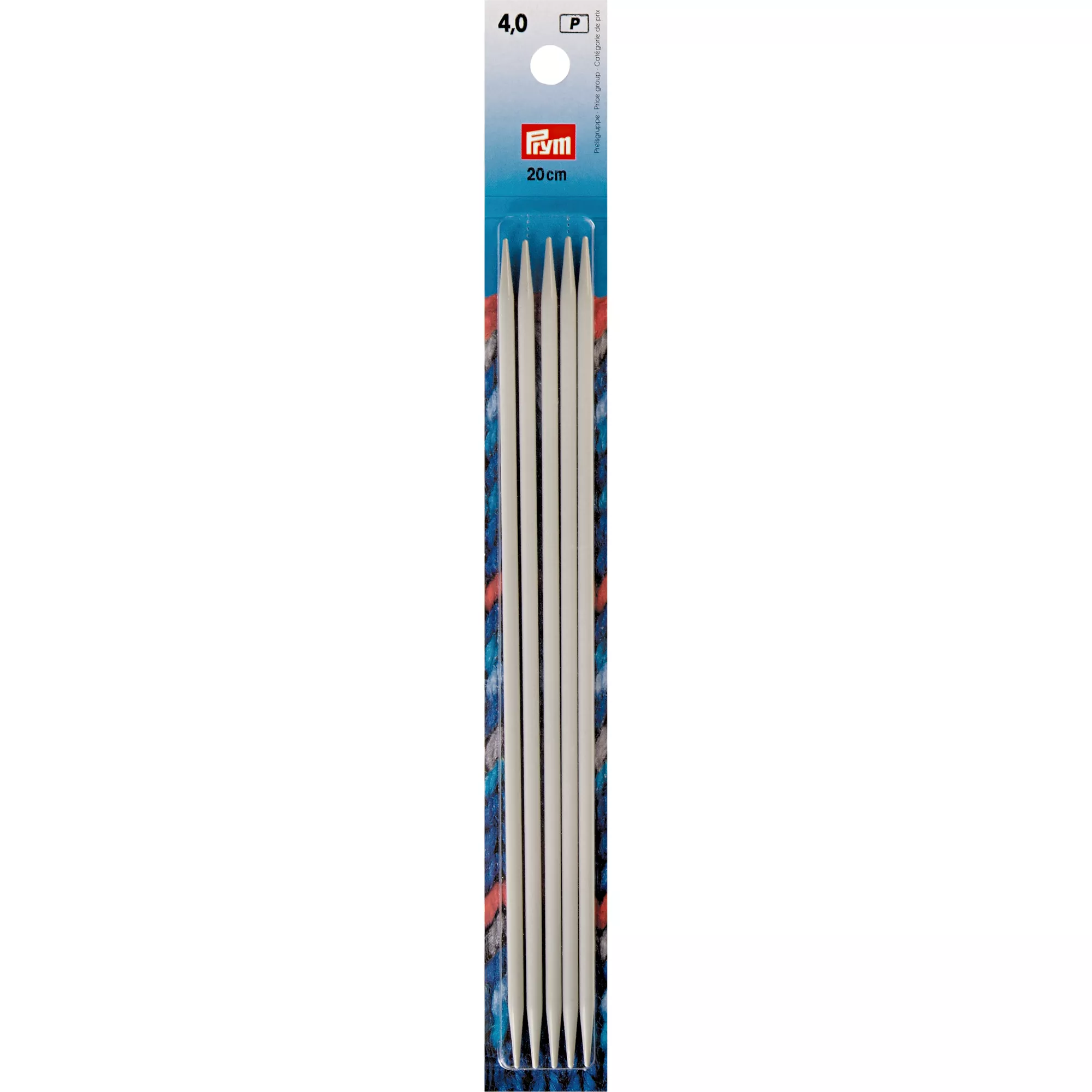 Gioco ferri a doppia punta, 20cm, 4,00mm, grigio perla