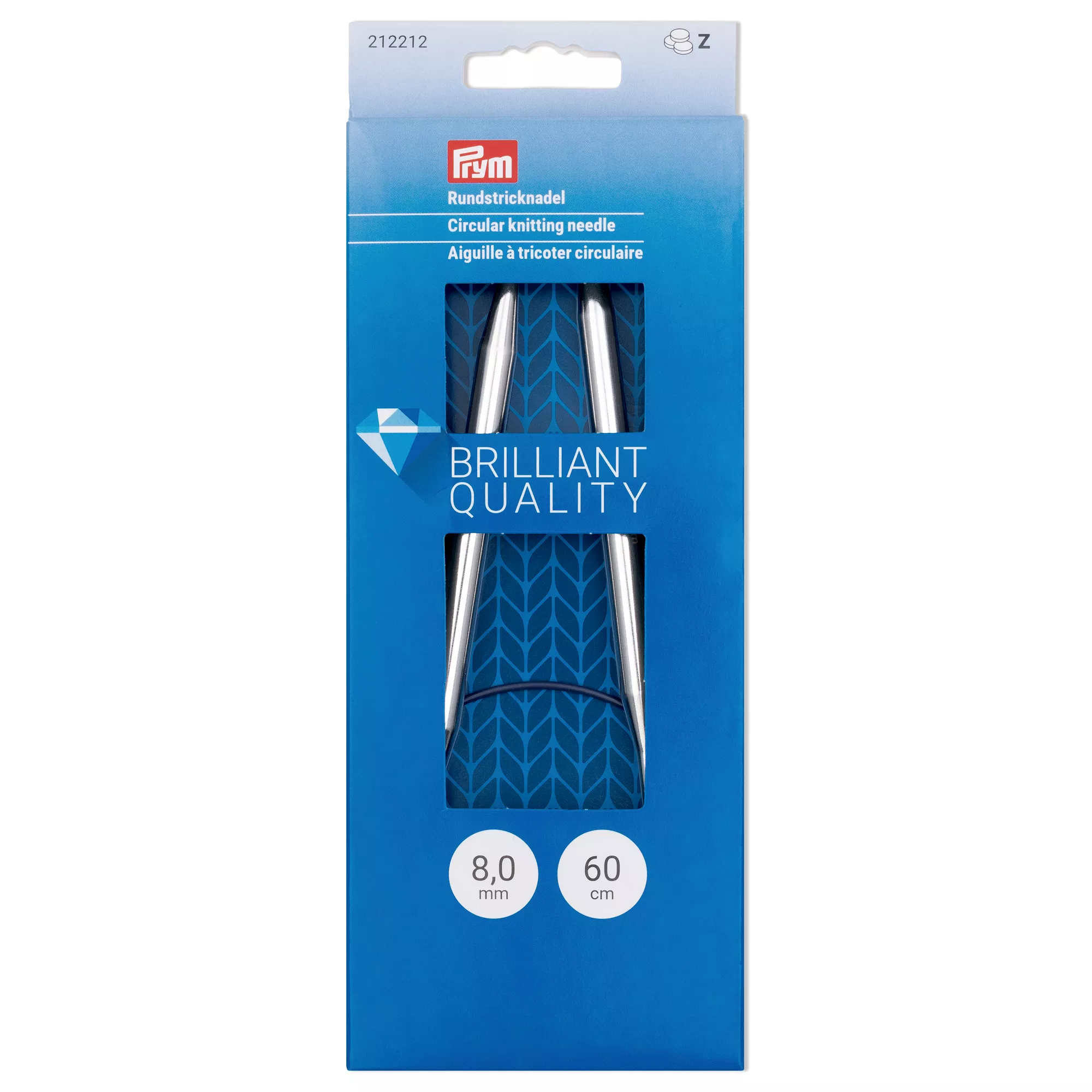 Circular knitting needles, 60cm, 8.00mm silver-coloured