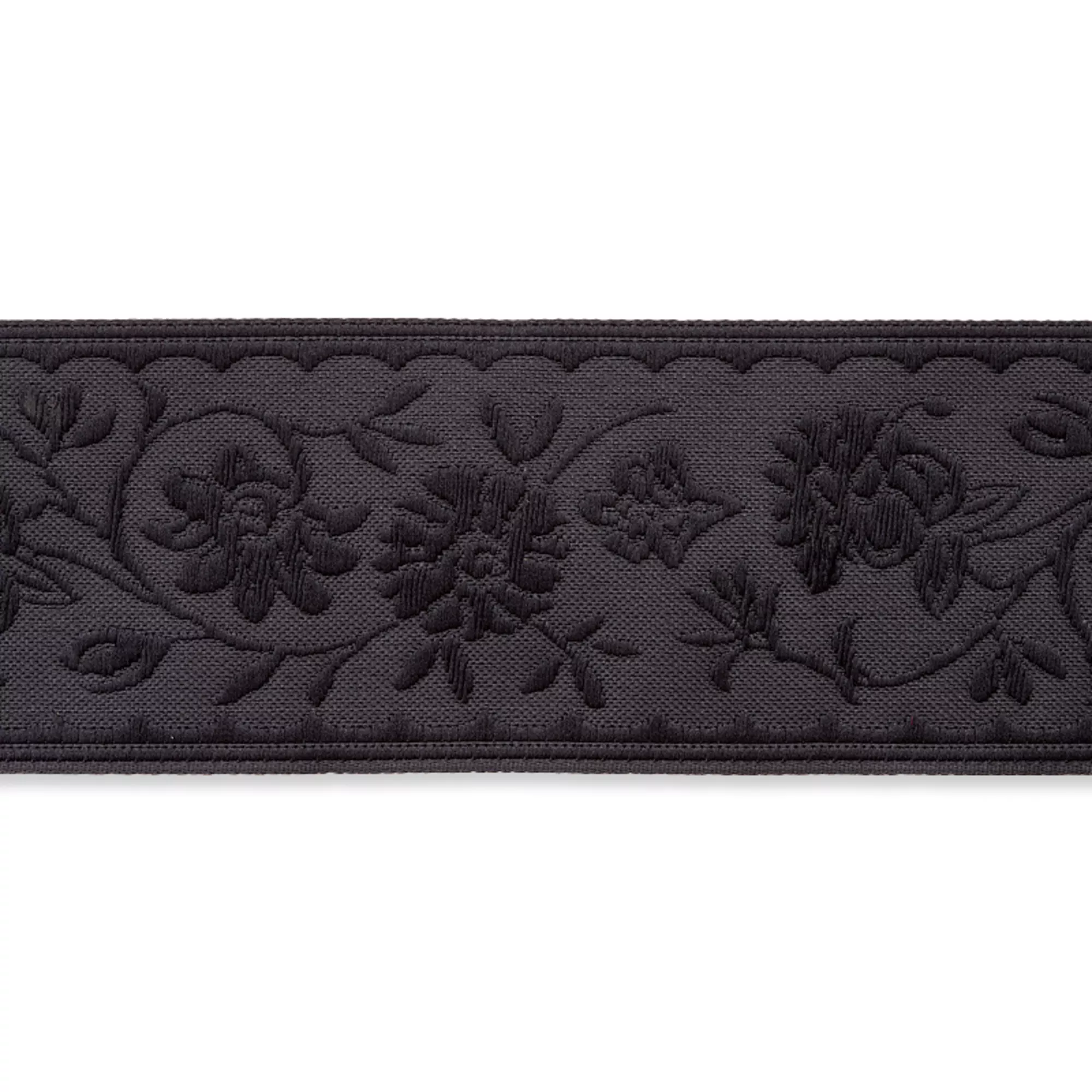 Jacquardborte Blumen, 50mm, schwarz
