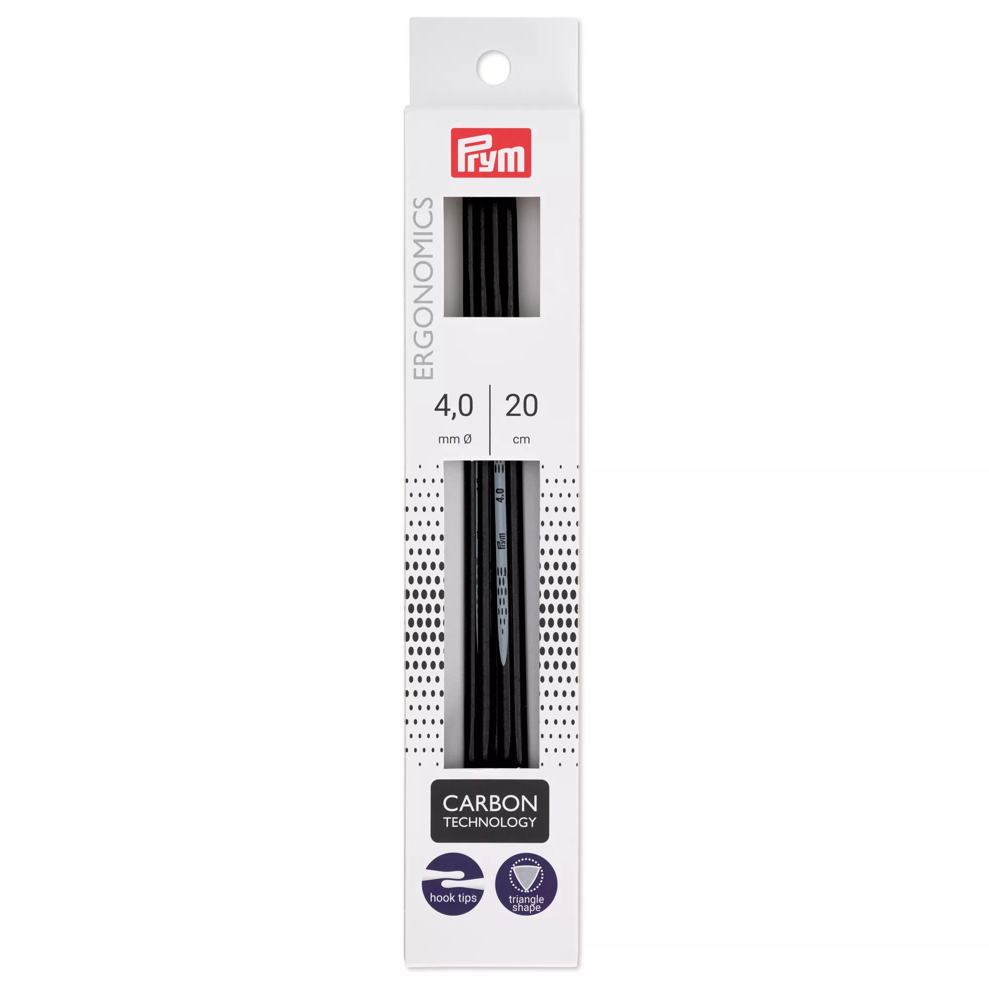 Gioco ferri a doppia punta, prym.ergonomics, Carbon Technology, 20cm, 4,00mm
