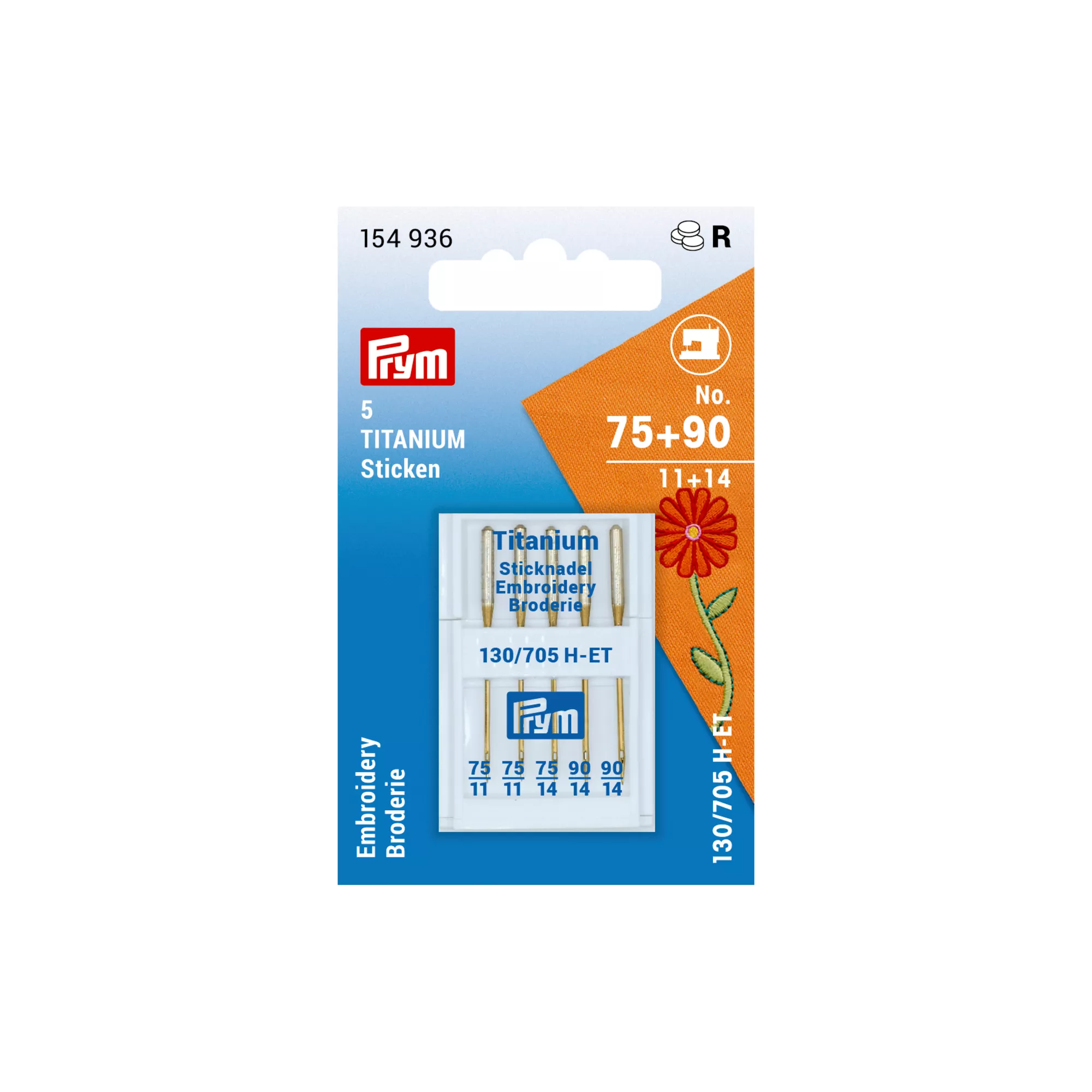 Prym Special sewing machine needles GOLD "Embroidery", 75 and 90