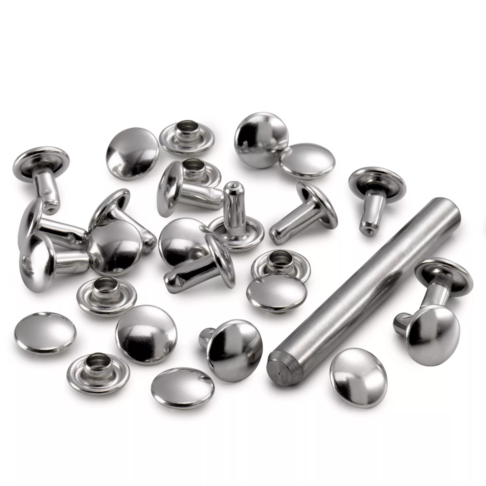 Hollow rivets, 3-4mm, silver-coloured, 20 items