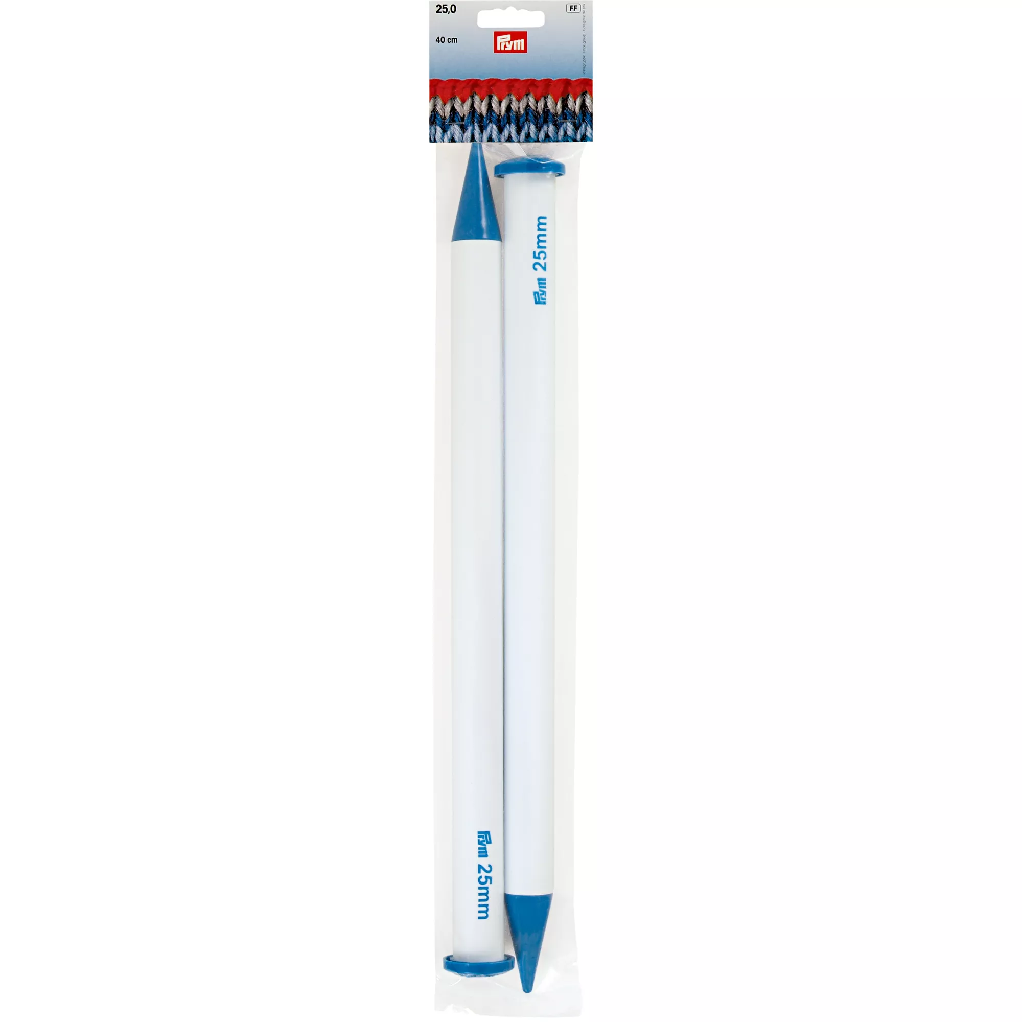 Single-pointed knitting needles, plastic, 40cm, 25.00mm, coloured