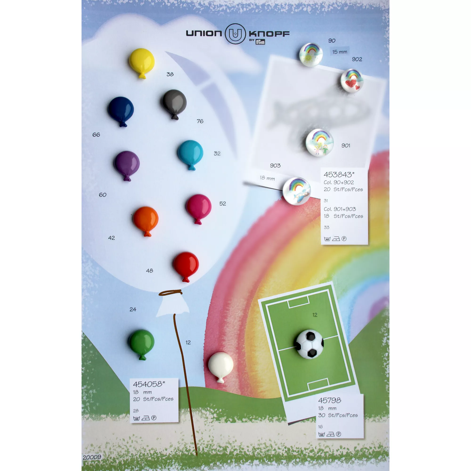 Polyester button Football 18mm white