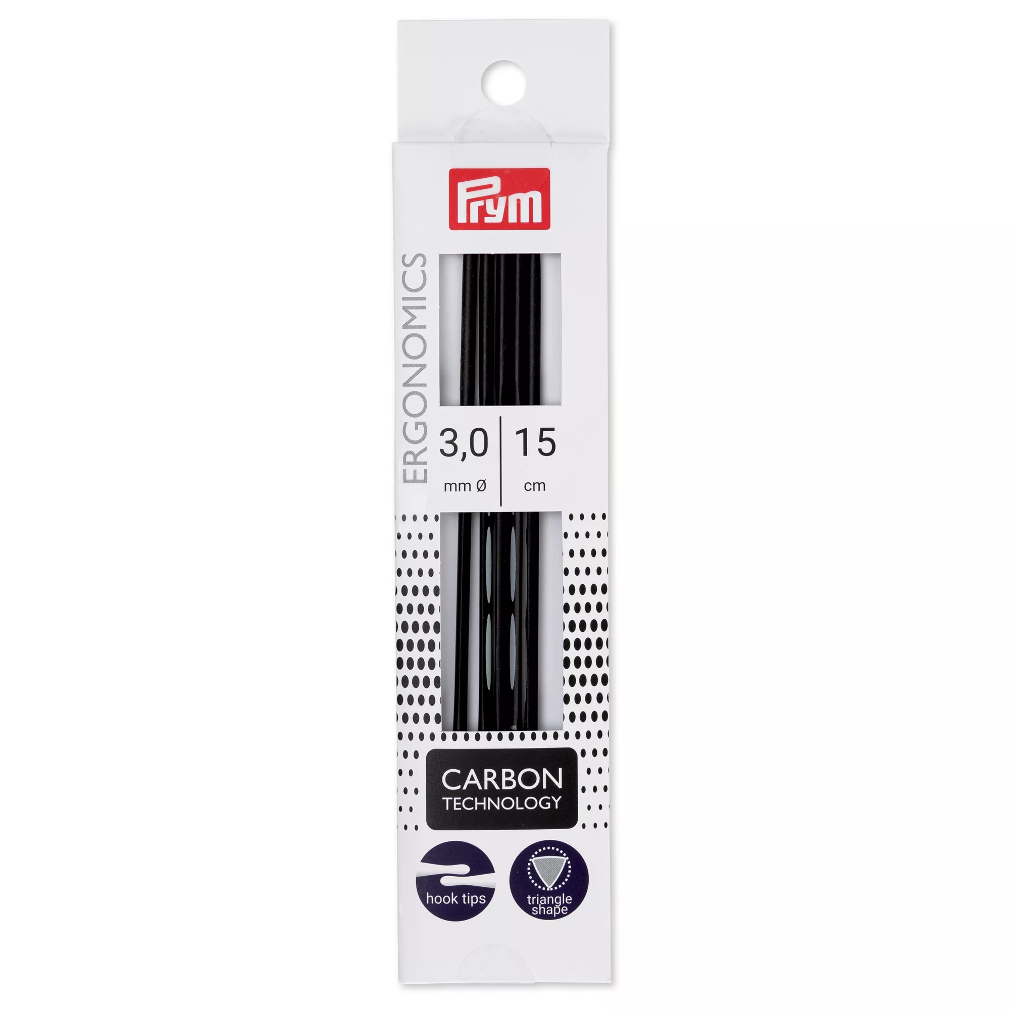 Double-pointed knitting needles prym.ergonomics, Carbon Technology, 15cm, 3.00mm
