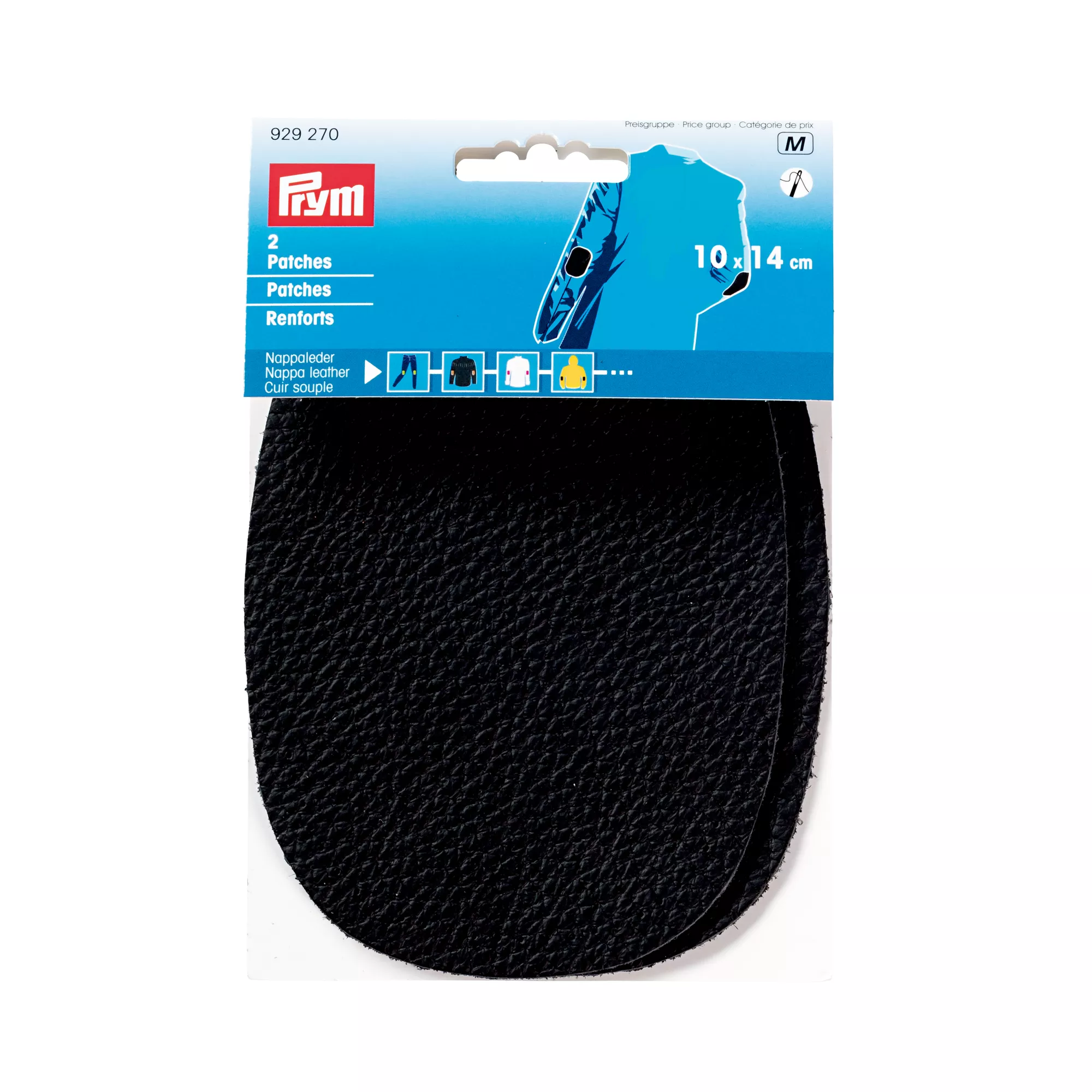 Sew-on nappa leather patches, 10 x 14cm, black