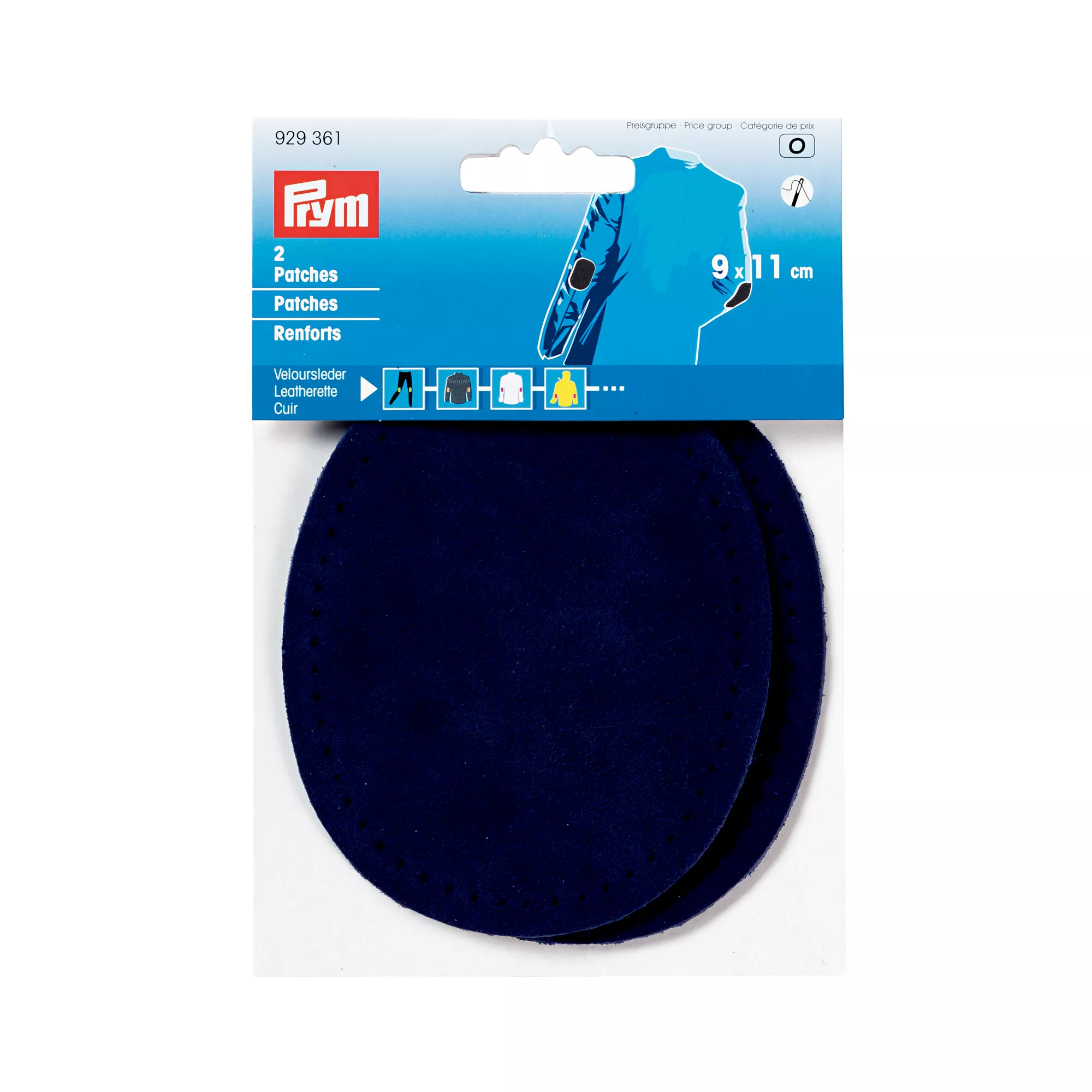 Patches suede, sew-on, 9 x 11cm, navy blue
