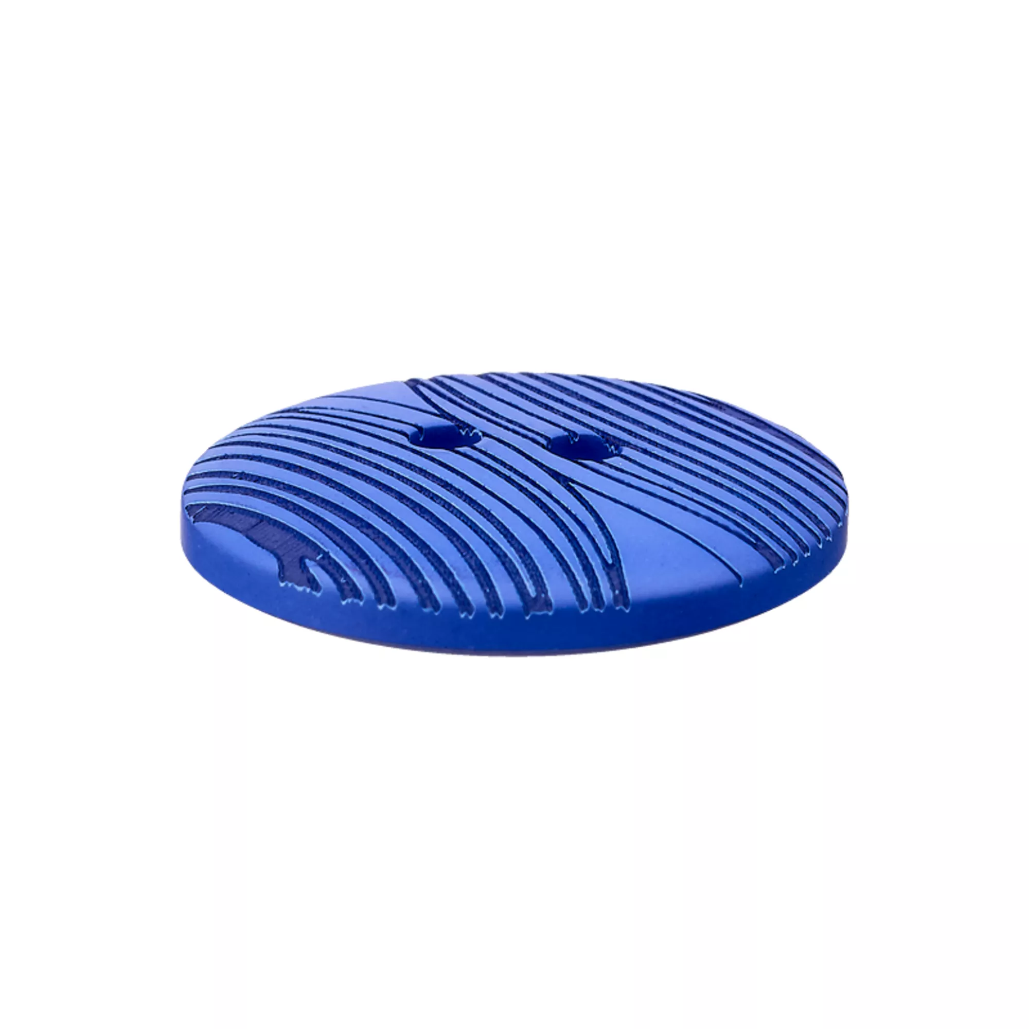 Bottone in poliestere 2 fori, Linee, 23mm, blu