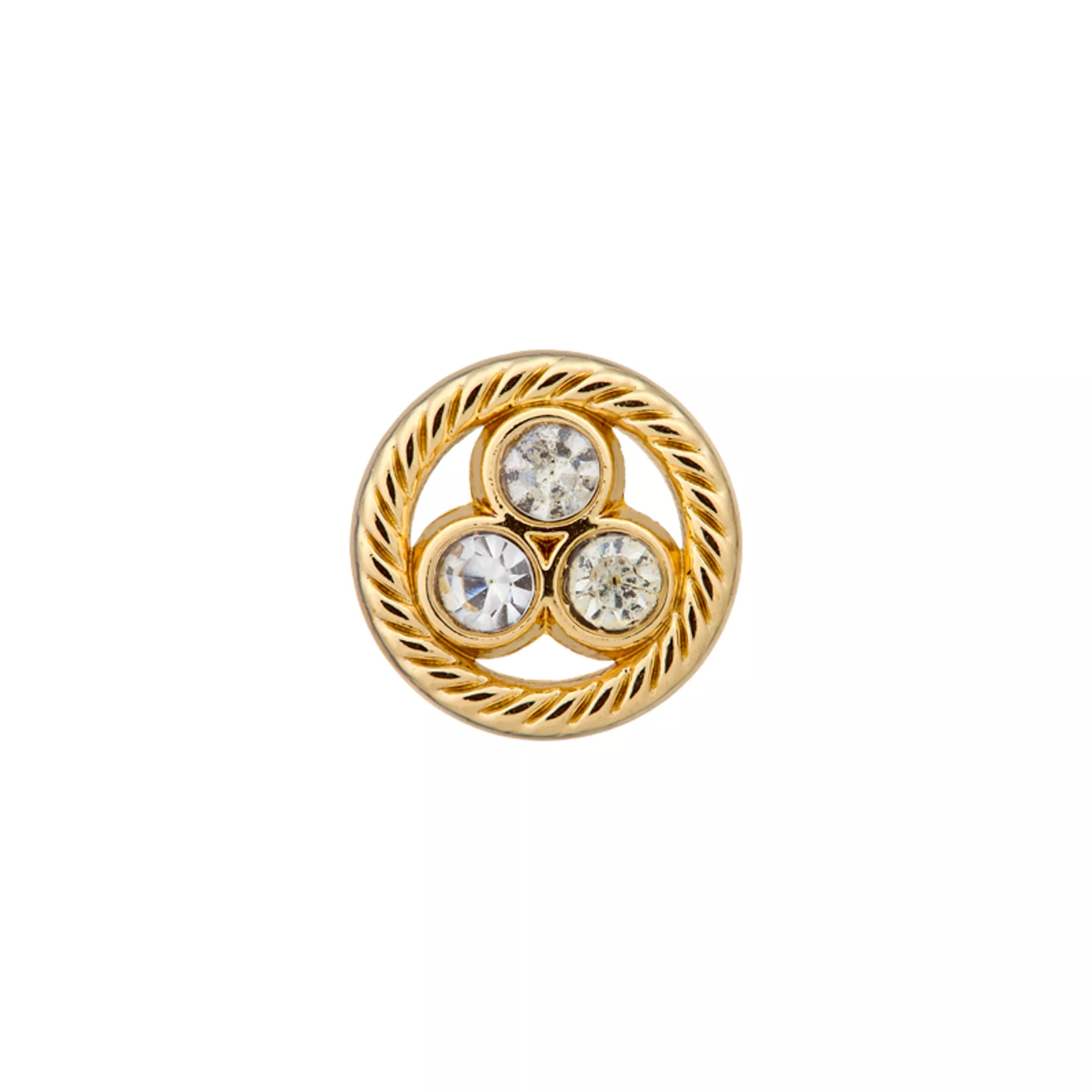 Bouton métal/strass pied