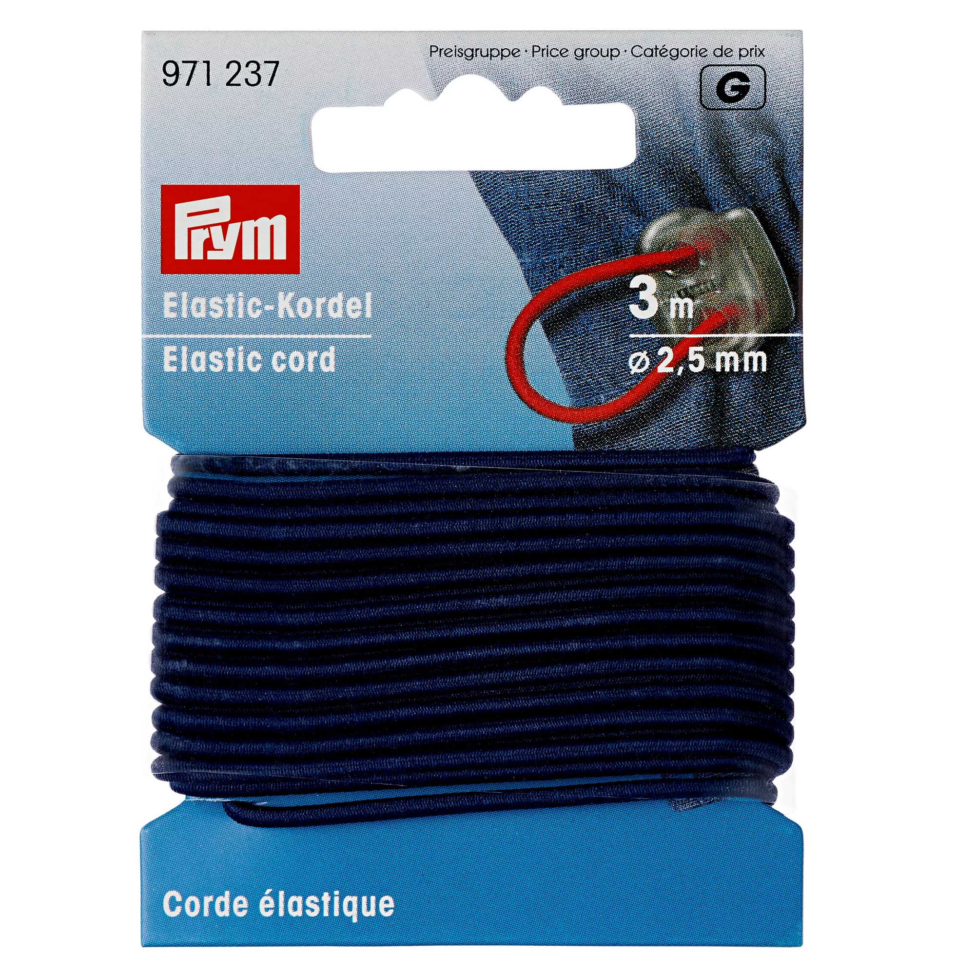Cordoncino elastico, 2,5mm, blu navy, 3m