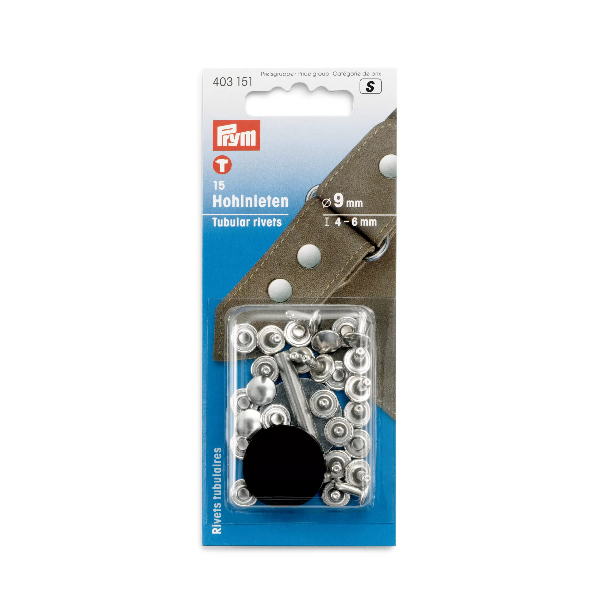 Hollow rivets, 4-6mm, silver-coloured, 15 items