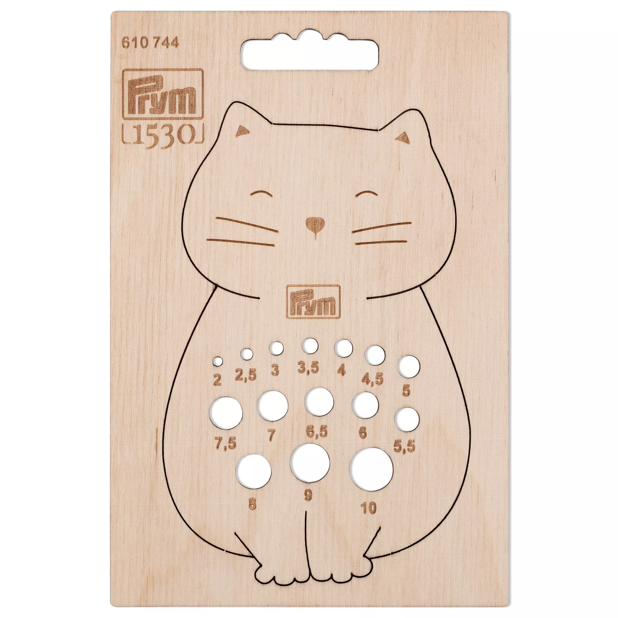 Knitting pin gauge, birch wood