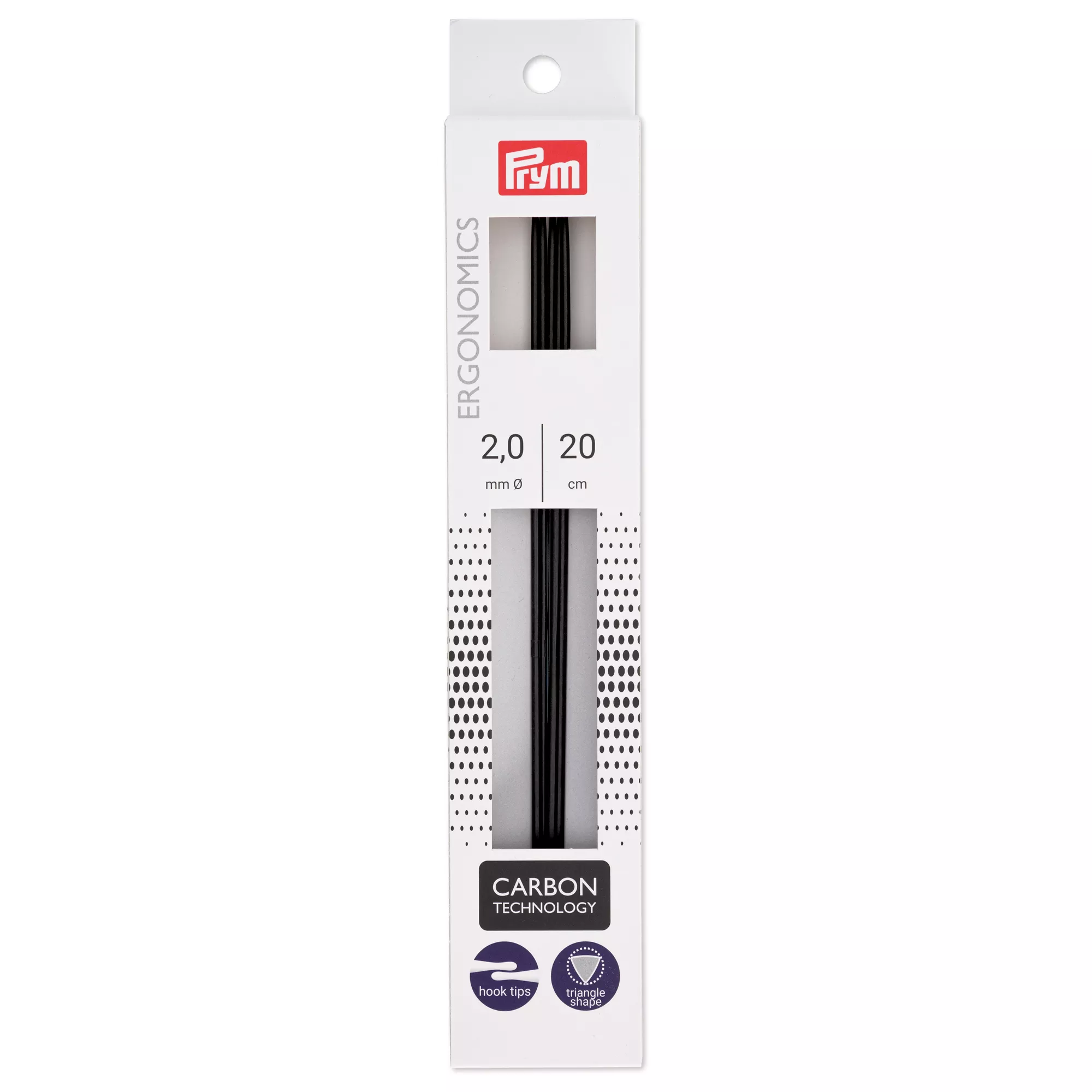 Double-pointed knitting needles prym.ergonomics, Carbon Technology, 20cm, 2.00mm