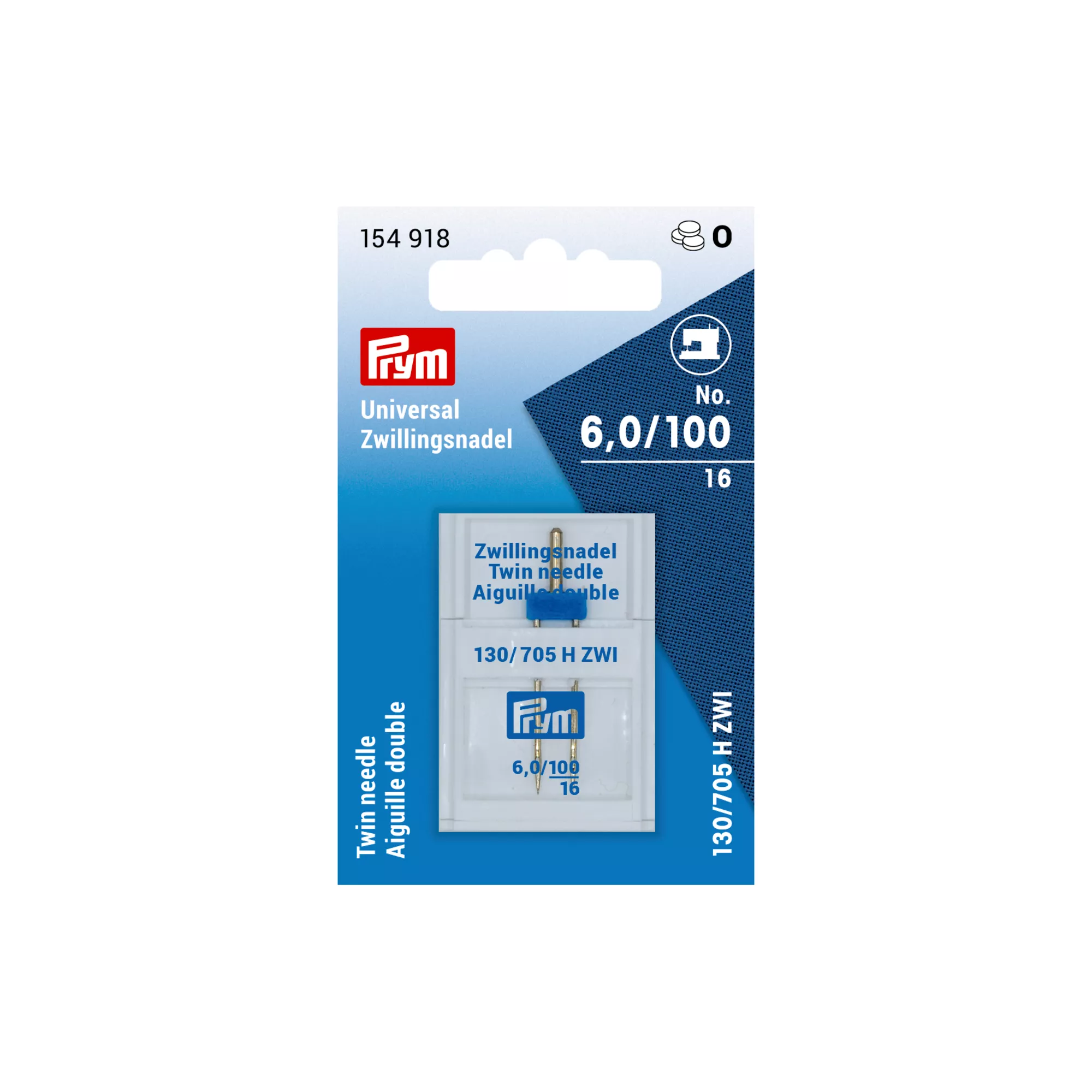 Universal double sewing machine needles, 130/705, 100/6.0mm