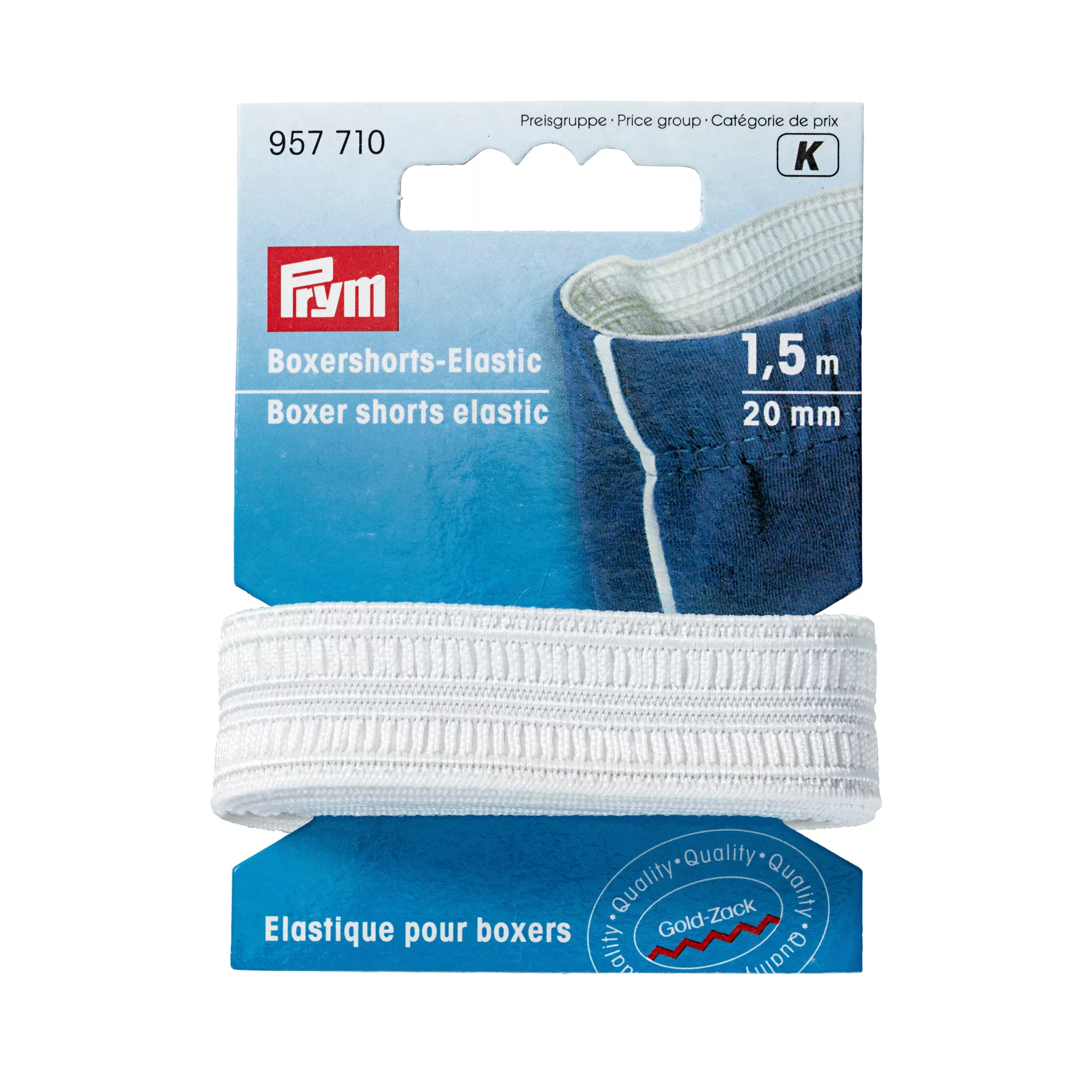 Boxer shorts elastic, 20mm, natural white