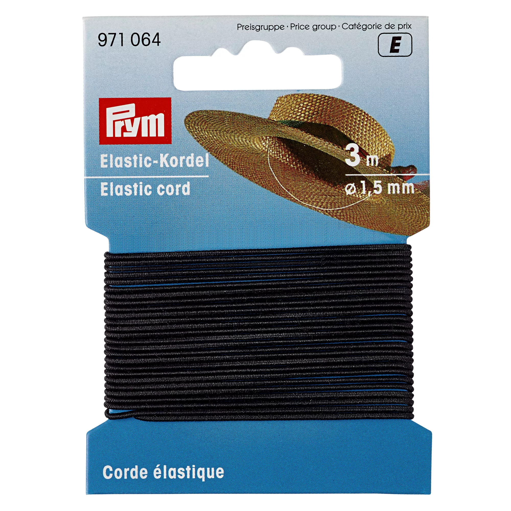 Cordoncino elastico, 1,5mm, nero, 3m