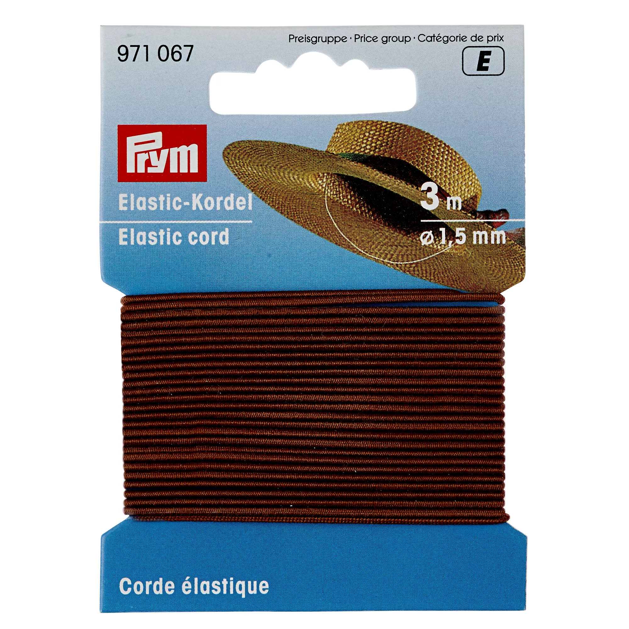 Cordoncino elastico, 1,5mm, marrone, 3m