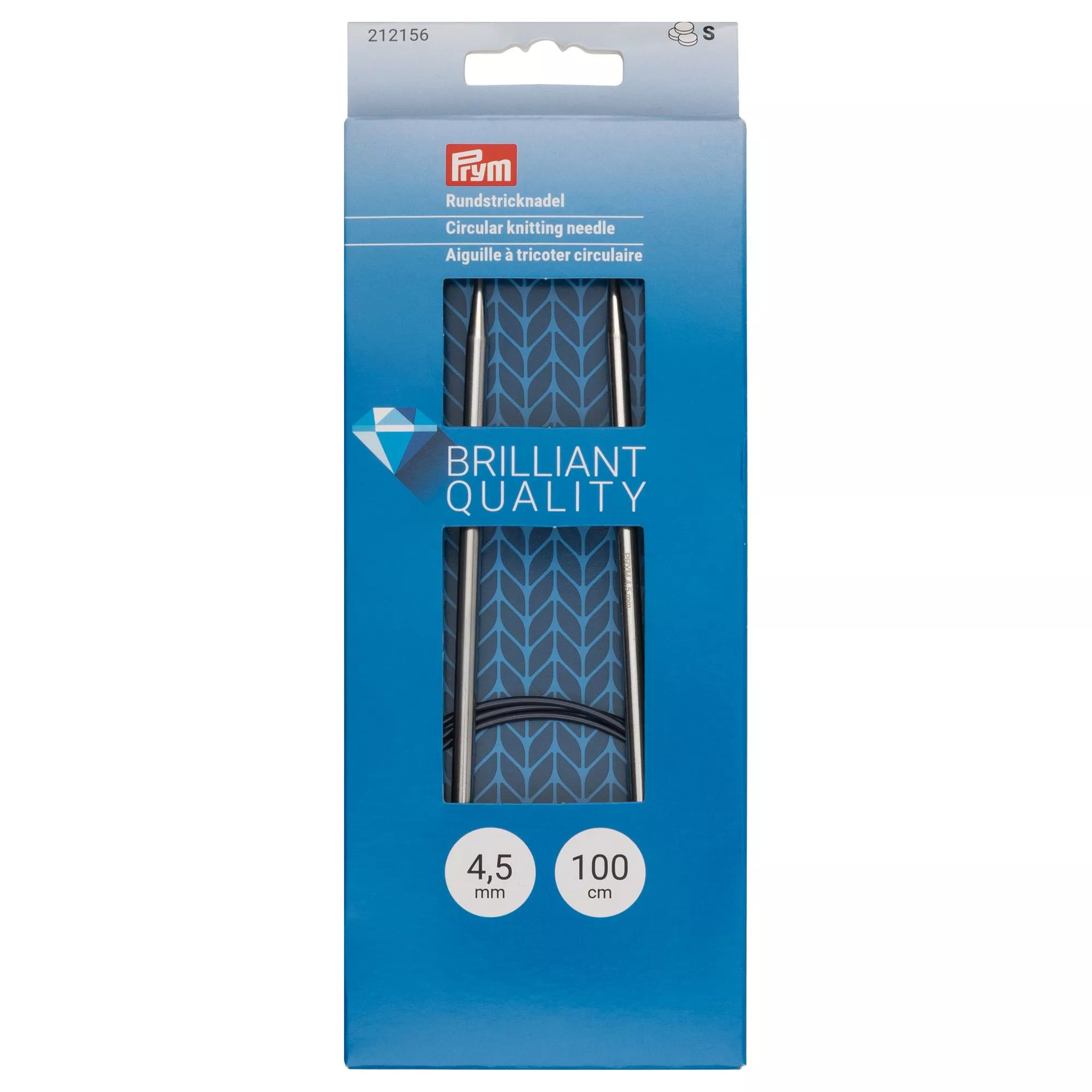 Agujas circulares, 100cm, 4,50mm, plateado