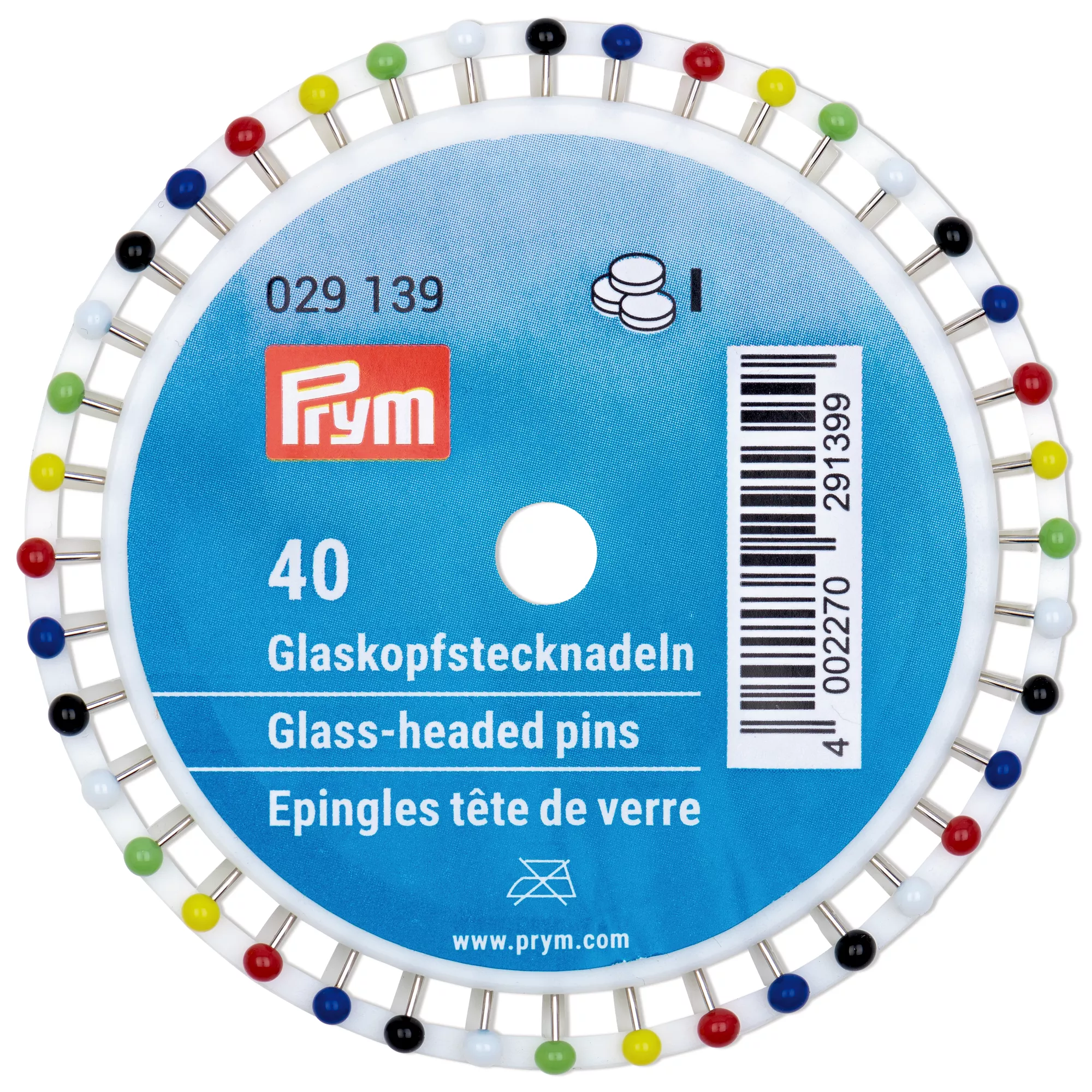Glaskopfnadeln, 0,60 x 30mm, bunt, 40 Stück